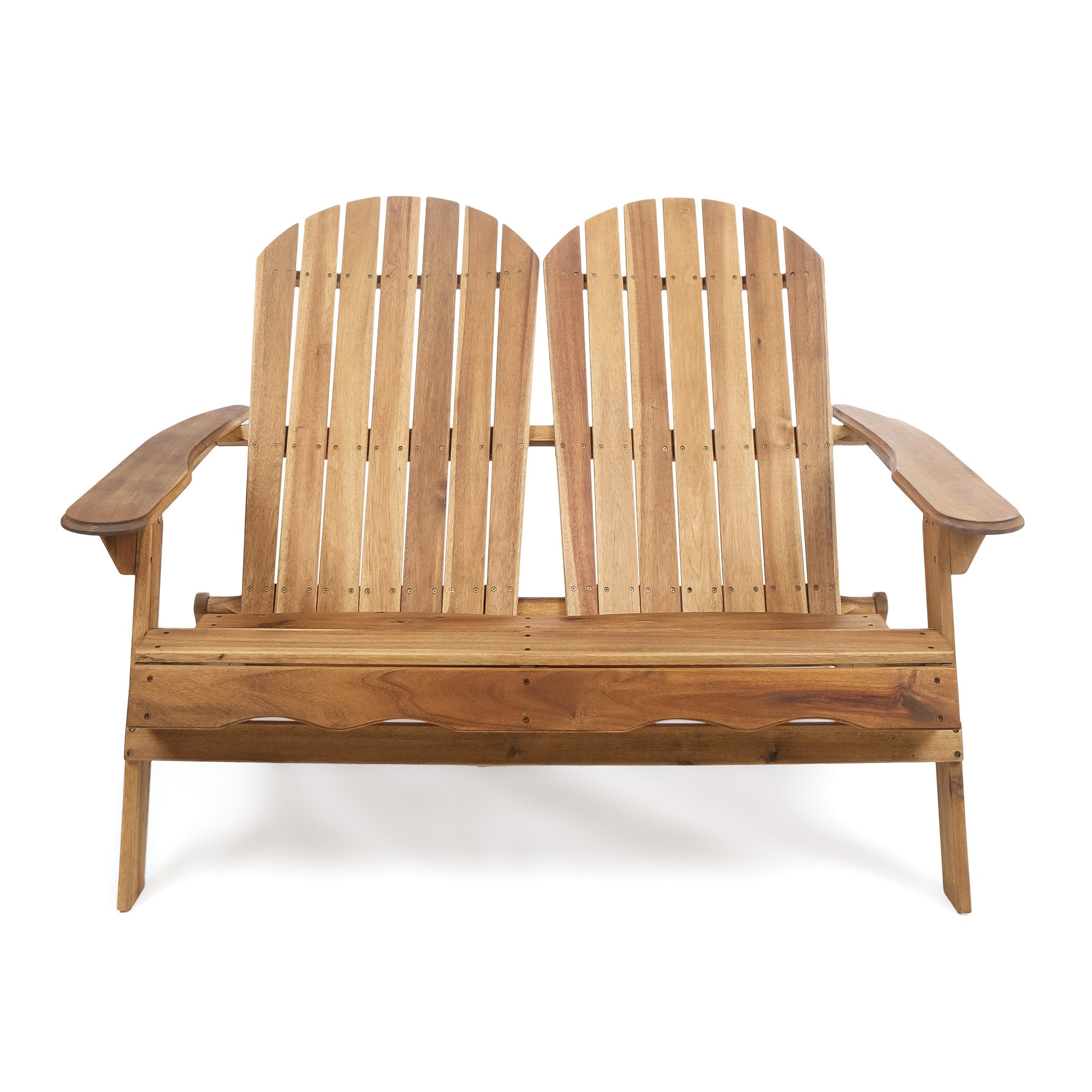 Outdoor Adirondack Rocking Loveseat with Hand Crafted Details Natural