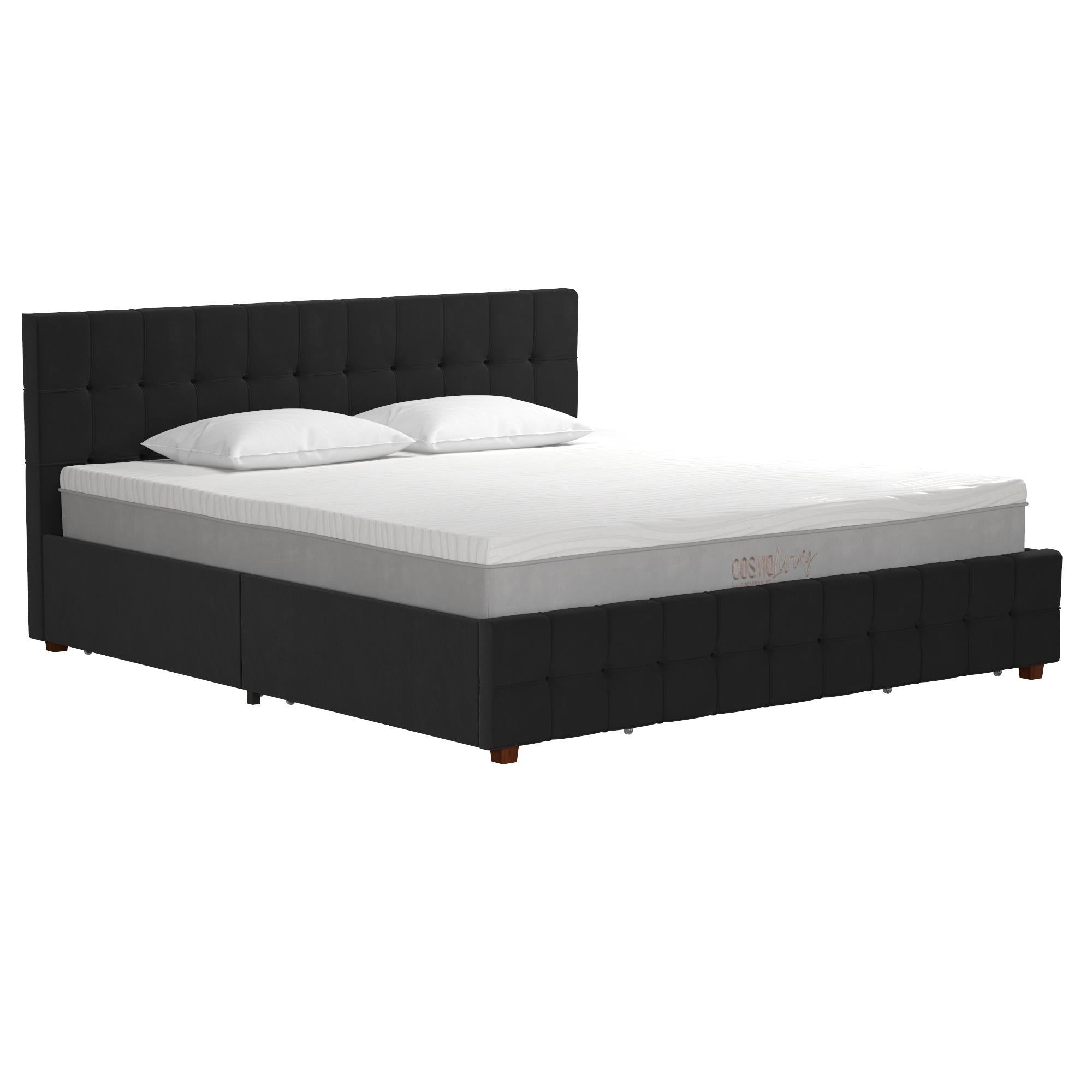 King Upholstered Bed With Storage - Black