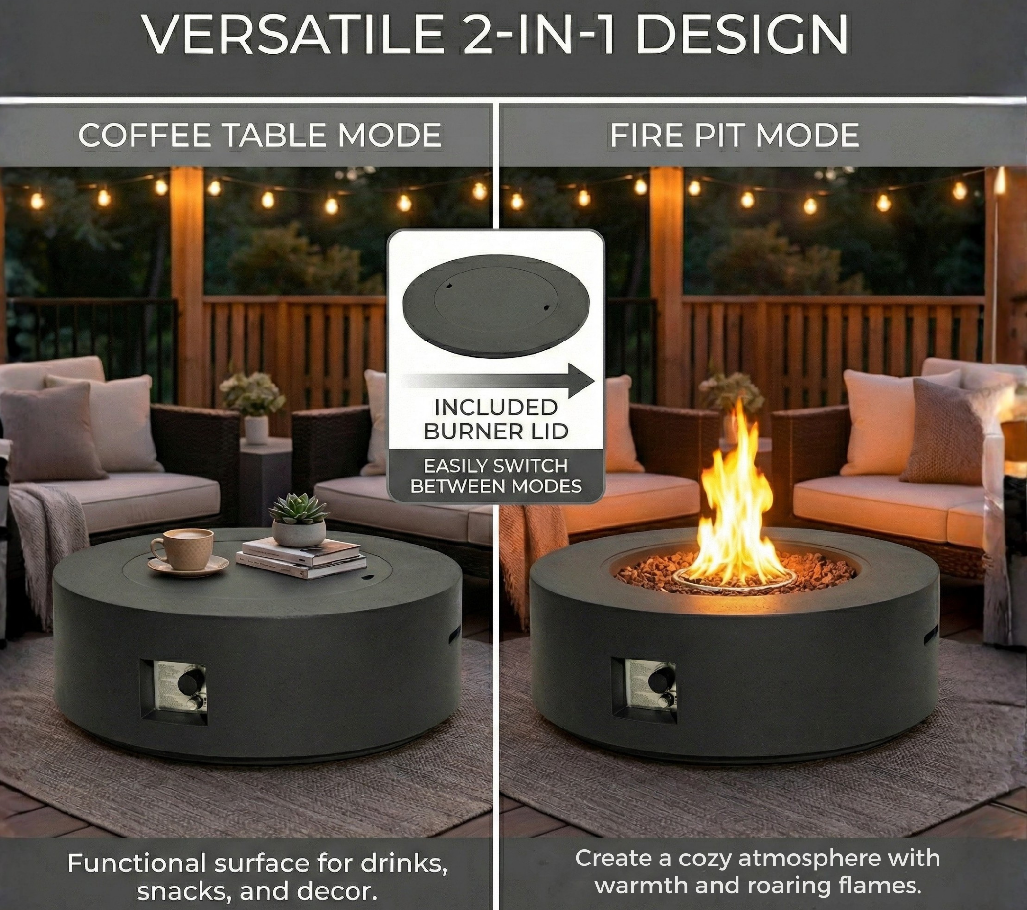 40' Round Outdoor Propane Fire Pit Table