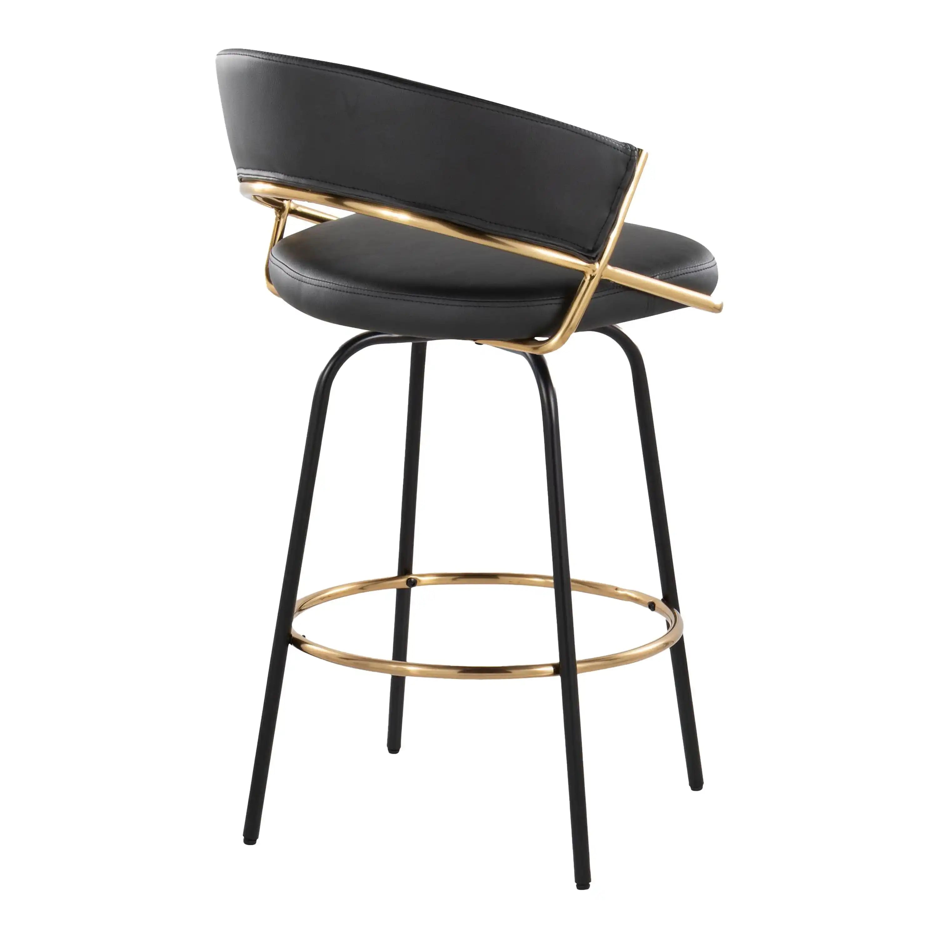 Jie - Fixed Height Contemporary Counter Stool With Swivel Round Footrest (Set of 2) - Best Buy Furniture