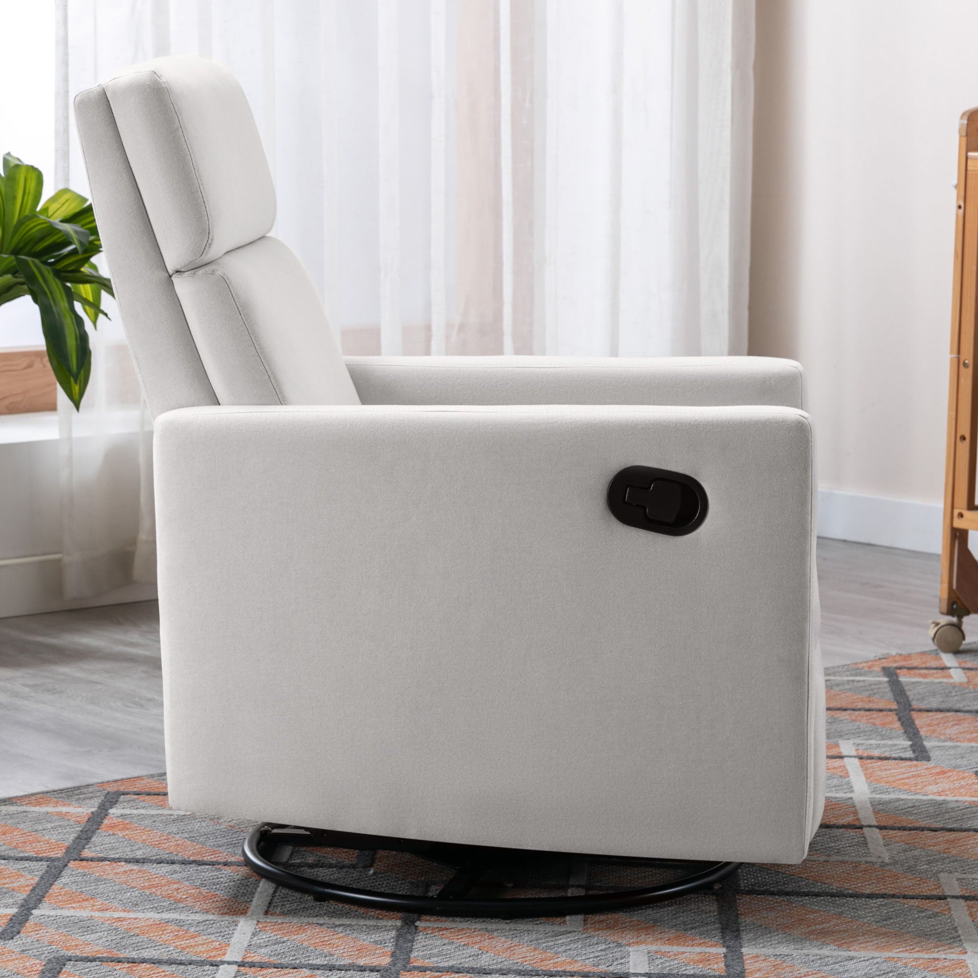 Modern Upholstered Rocker Nursery Chair Plush Seating Glider Swivel Recliner Chair