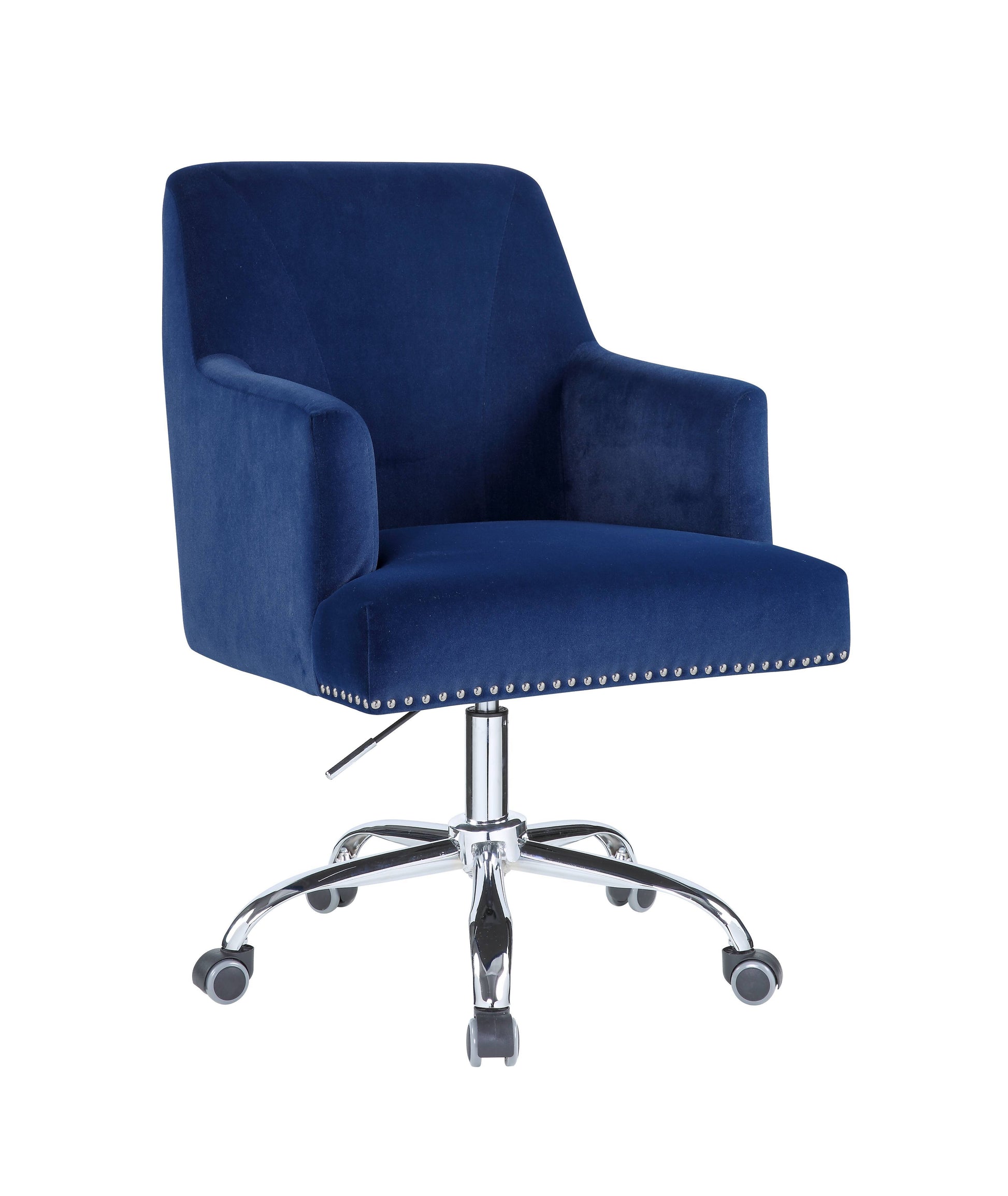 Trenerry - Velvet Office Chair - Blue / Chrome - Best Buy Furniture