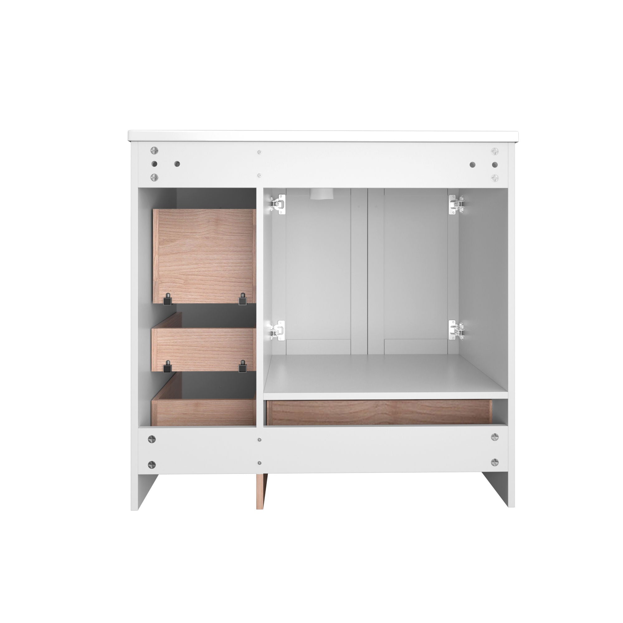 Shaker Free Standing Bathroom Vanity Cabinet With Sink, Soft Close Drawers And Doors - White