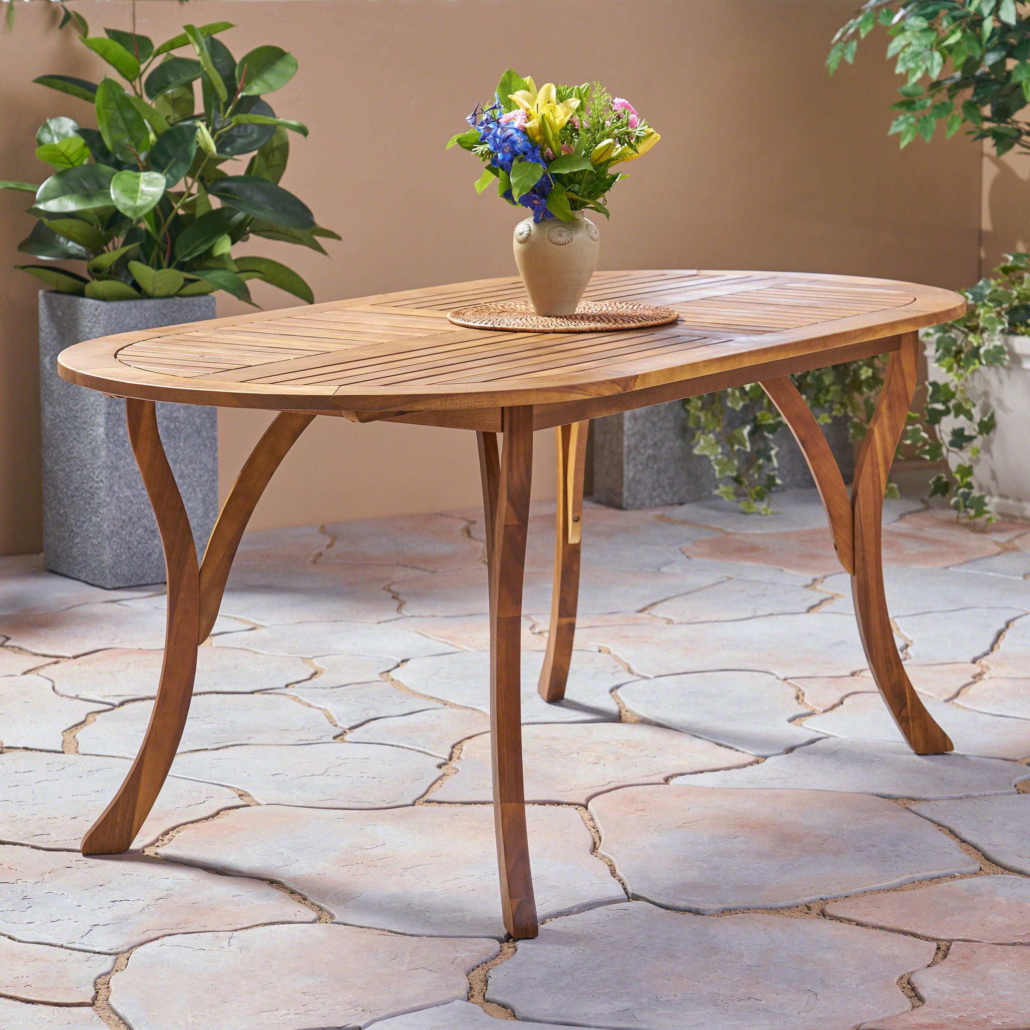 Outdoor Table With Smooth Lines, Slat Top - Best Buy Furniture