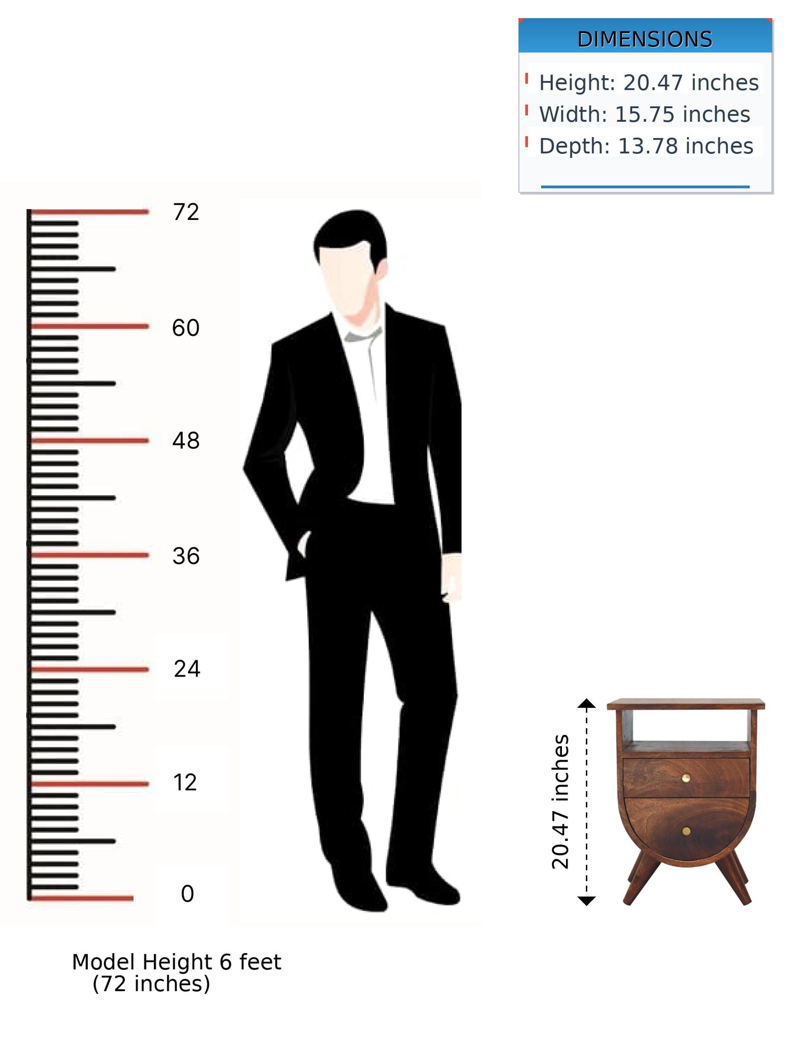 Split - Bedside Table - Chestnut