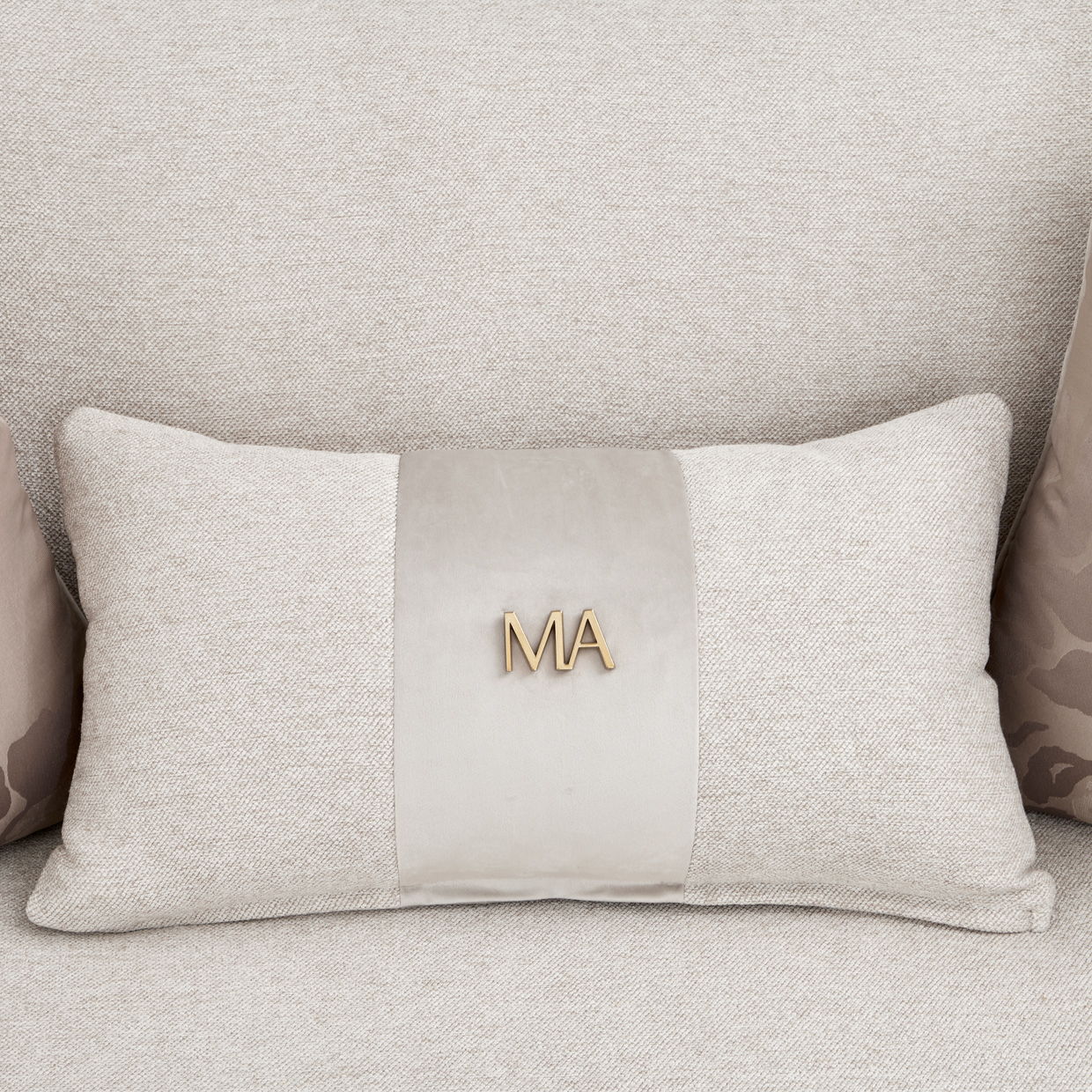 Camellia Field - Chenille Sofa - Beige / Dark Brown