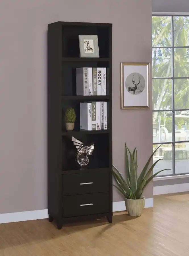 Lewes - 4-Shelf Engineered Wood Media Tower - Cappuccino