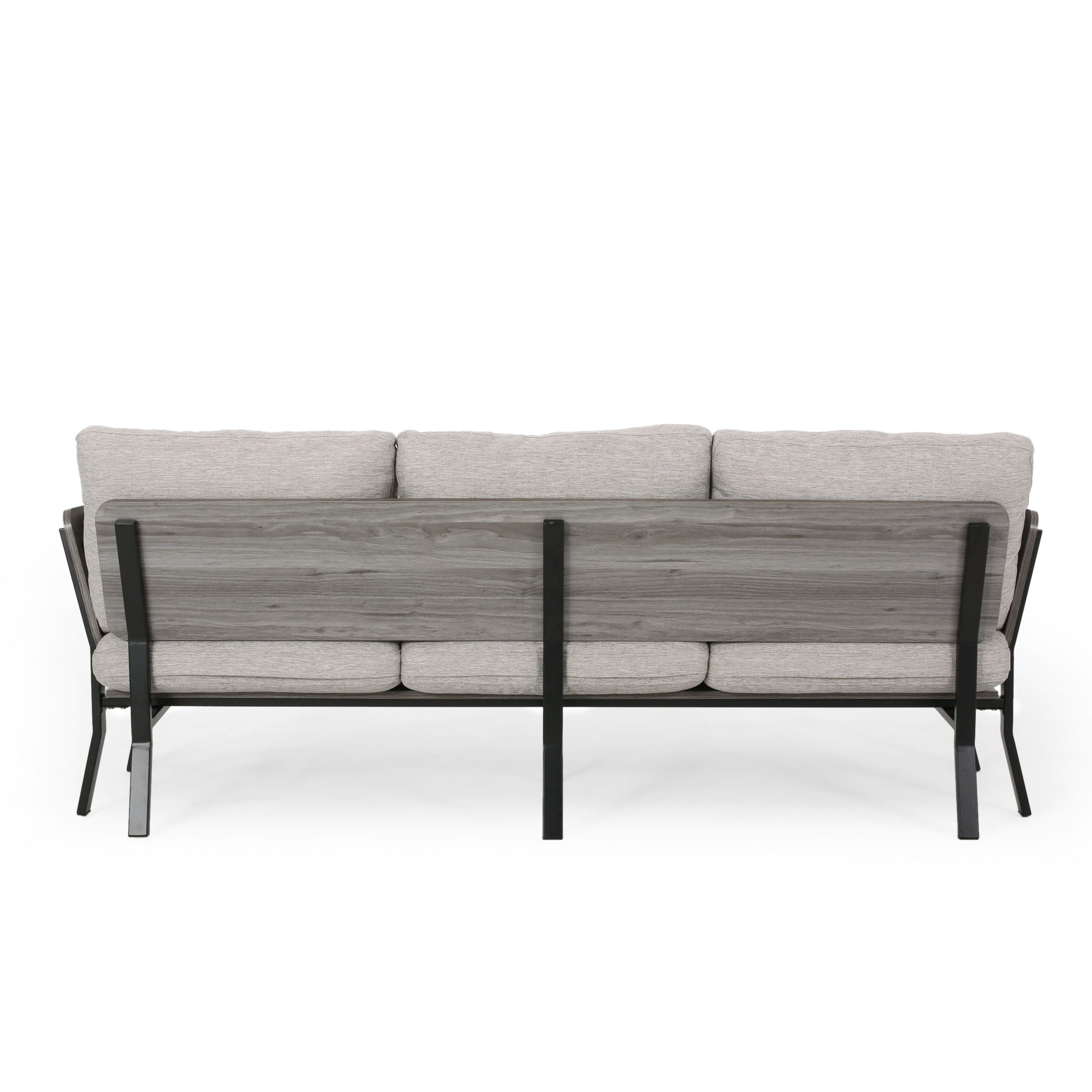 Mid Century Modern 3 Seater Sofa With Pillow Cushions - Light Gray