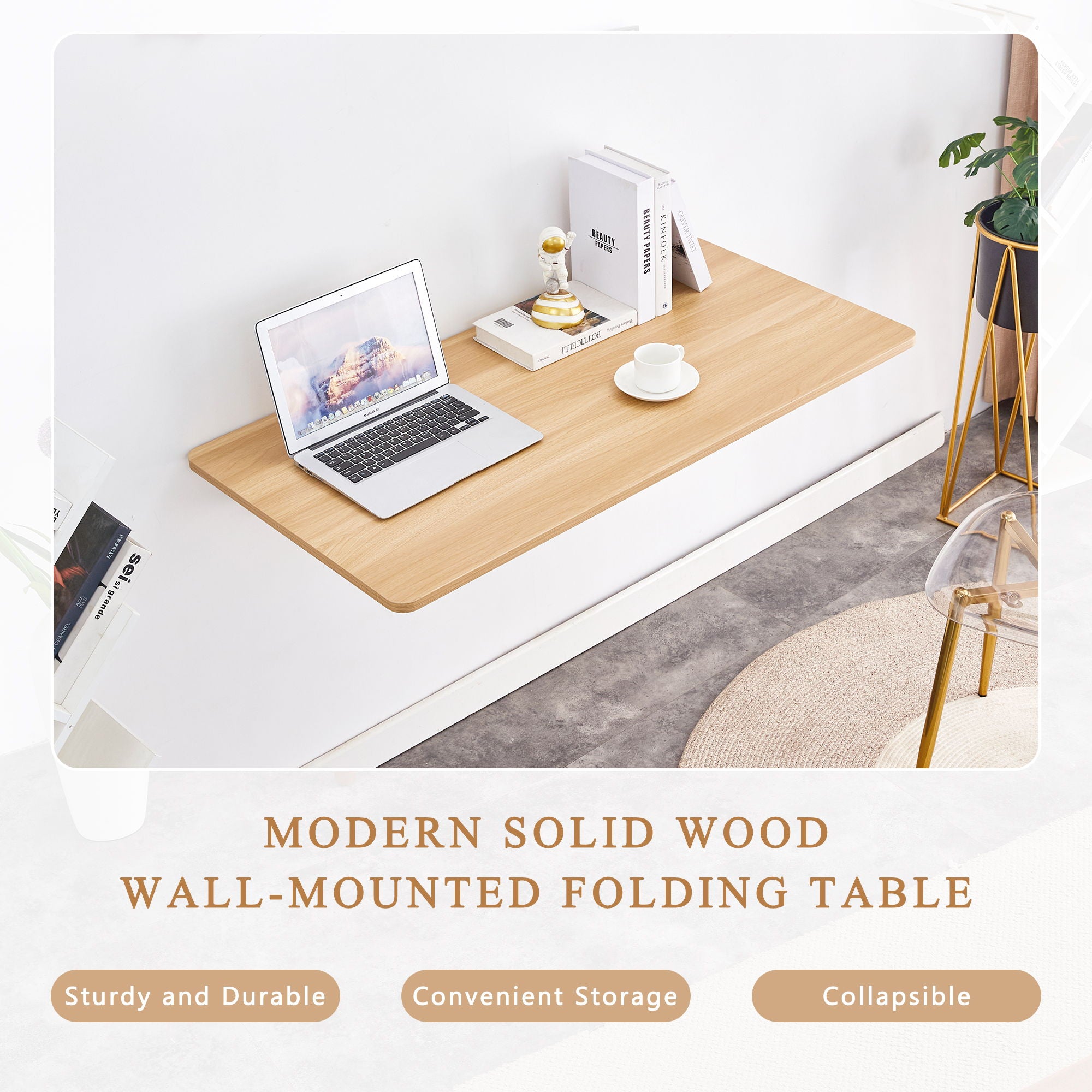 Folding Table Wall Mounted Folding Table For Small Spaces, Fold Down Desk, Workbench