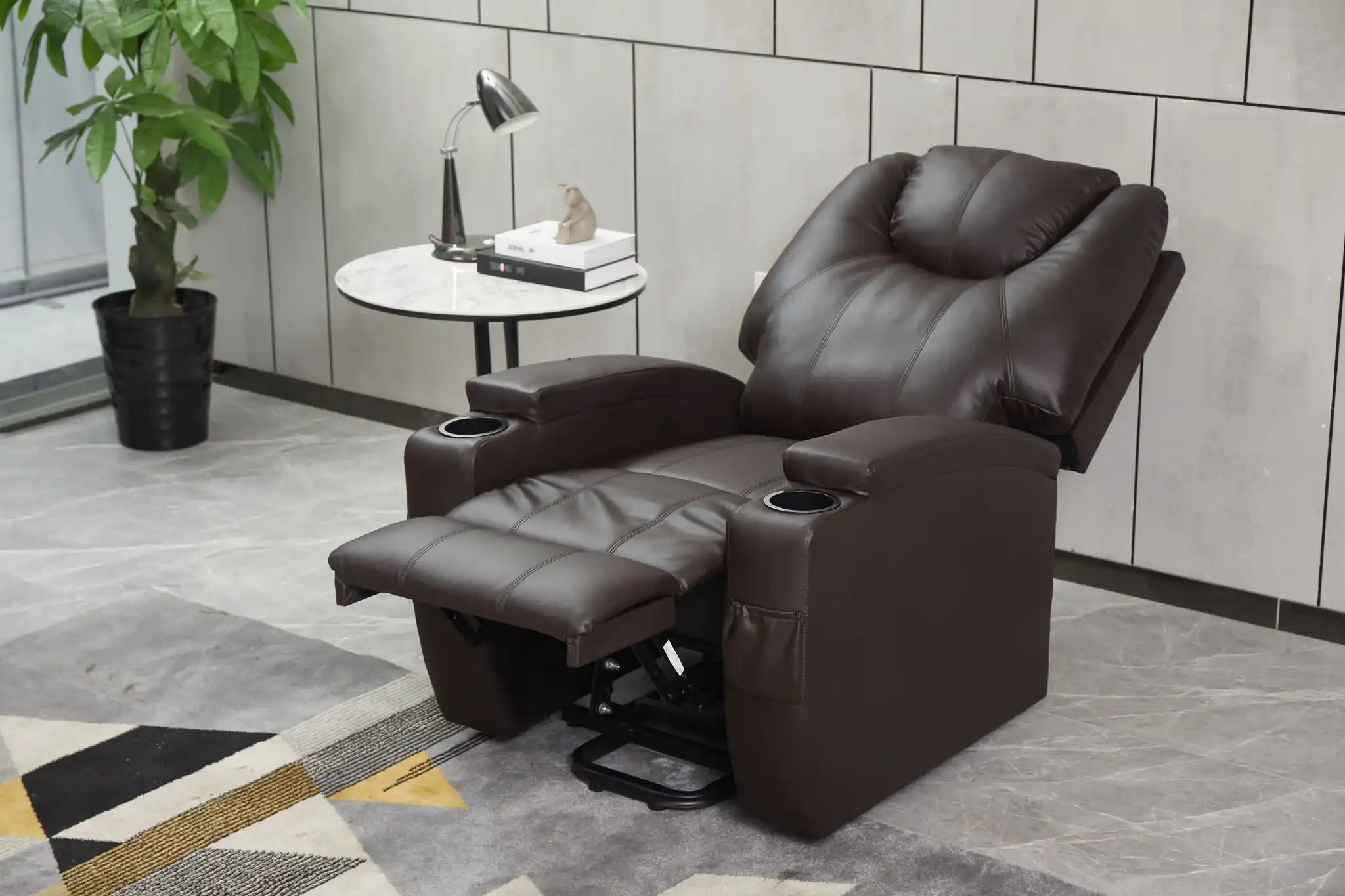 Modern Recliner Chair With Cup Holders, Remote Control