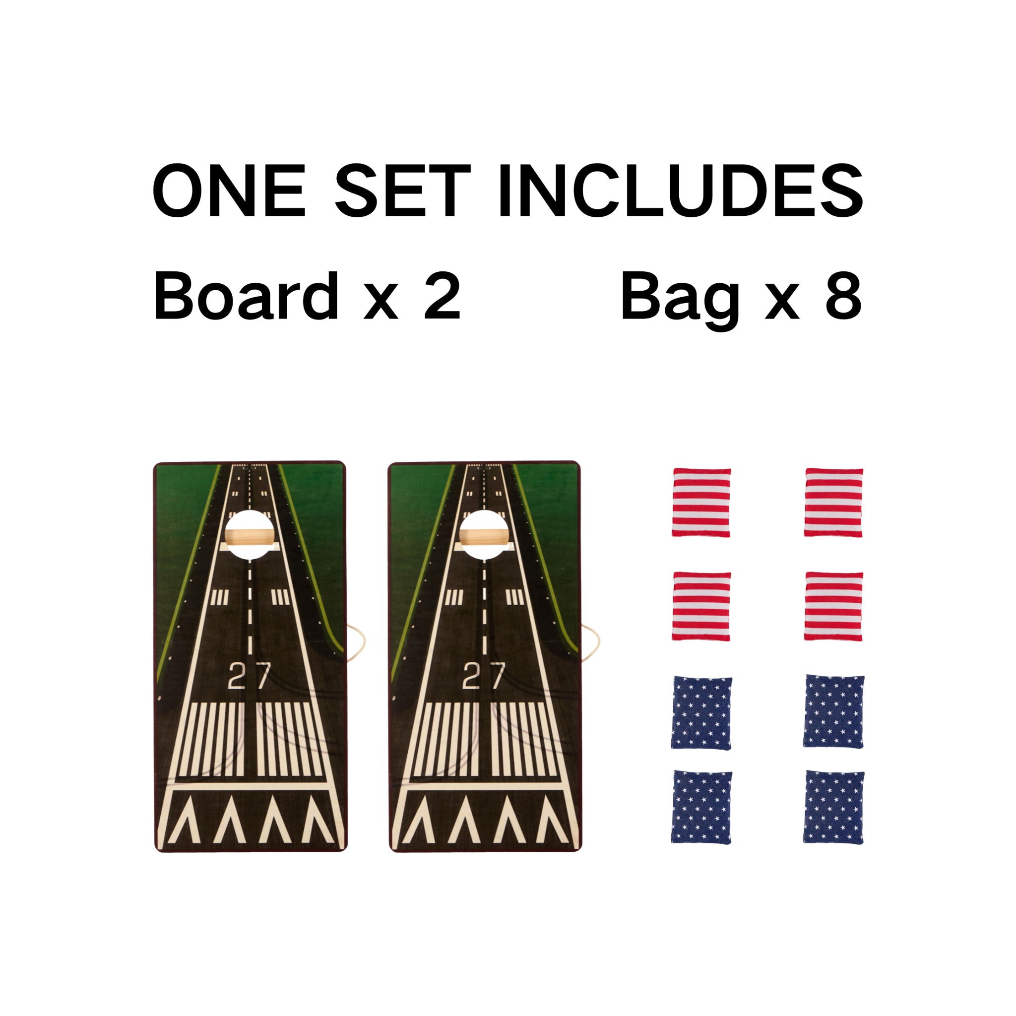 4X2 Ft Large Size Cornhole Board (Set of 2), Outdoor Game Board Set With 8 Bean Bags, Perfect For Lawn, Backyard, Beach, Park - White / Green