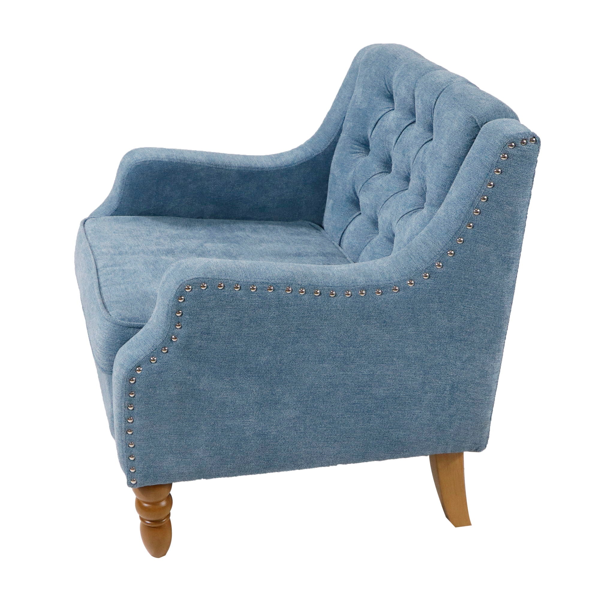 Accent Chair, Living Room Chair, Footrest Chair Set With Vintage Brass Studs, Button Tufted Upholstered Armchair For Living Room, Comfy Reading Chair For Bedroom, Reception Room - Best Buy Furniture