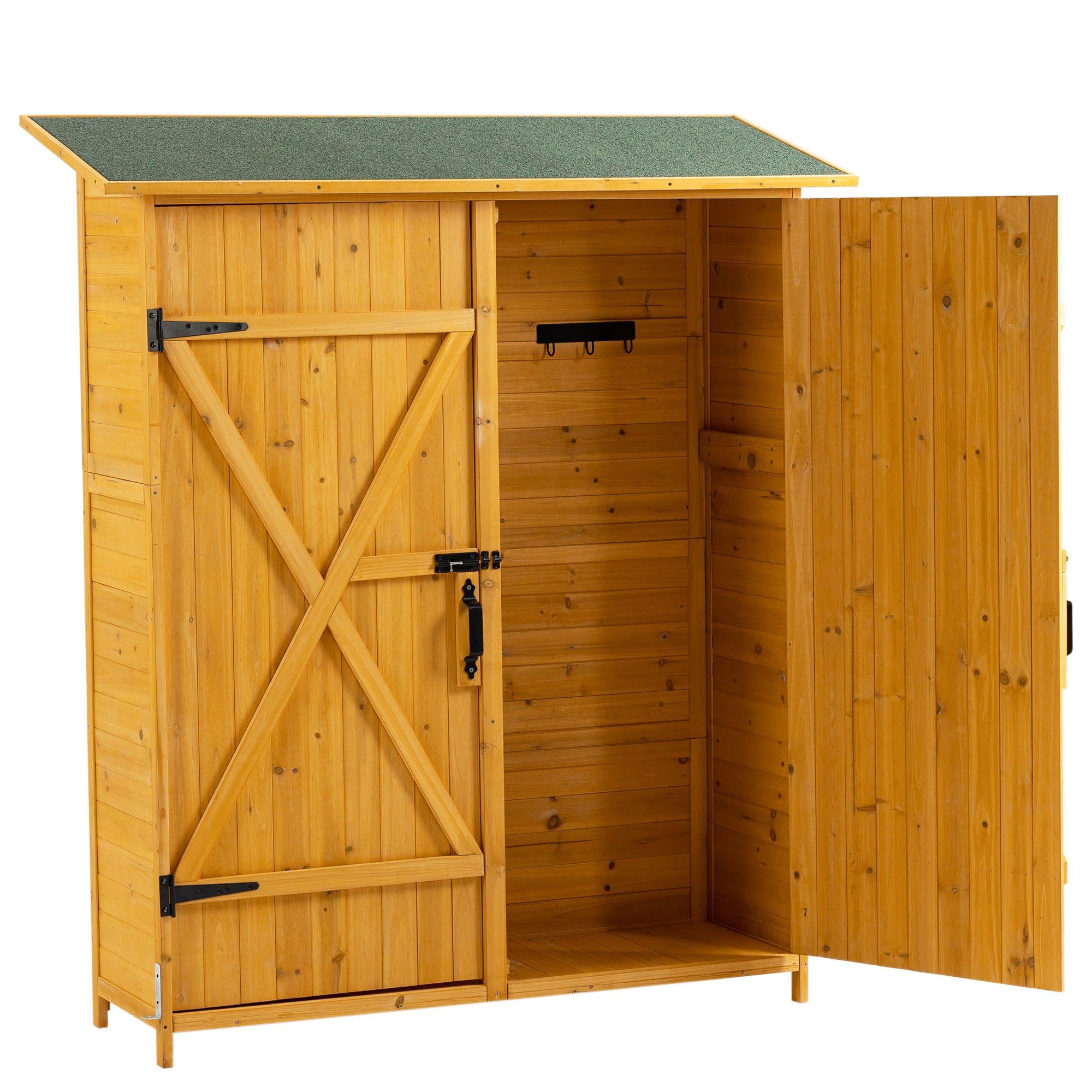 Outdoor Storage Shed With Lockable Door, Tool Storage Shed, Detachable Shelves & Pitch Roof - Best Buy Furniture
