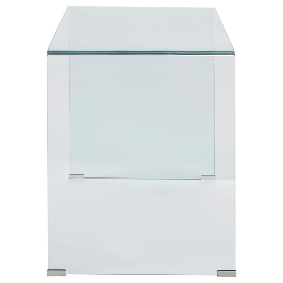 Ripley - Tempered Bent Glass Writing Desk Clear - Clear Glass