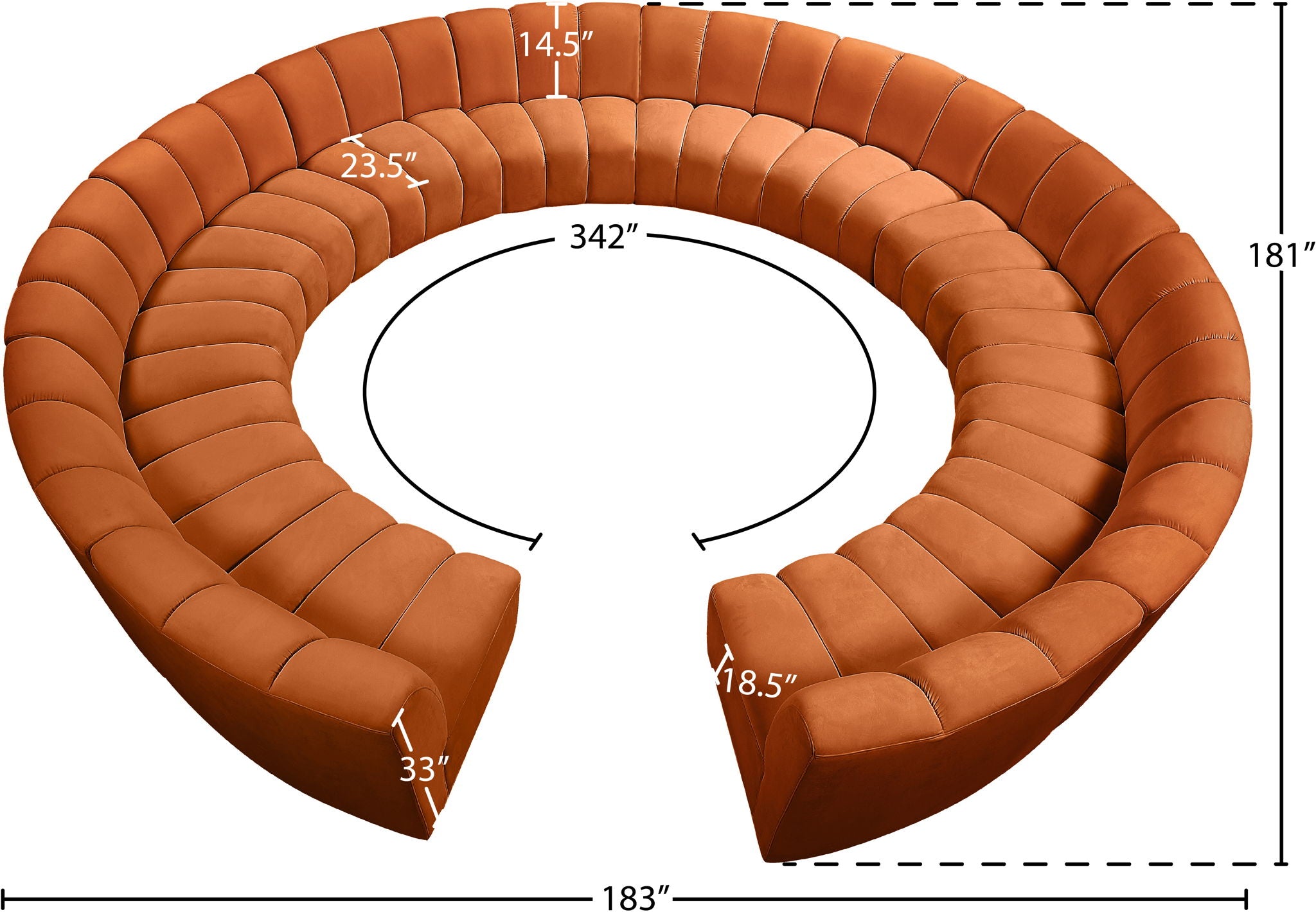 Infinity - 12 Piece Velvet Modular Sectional
