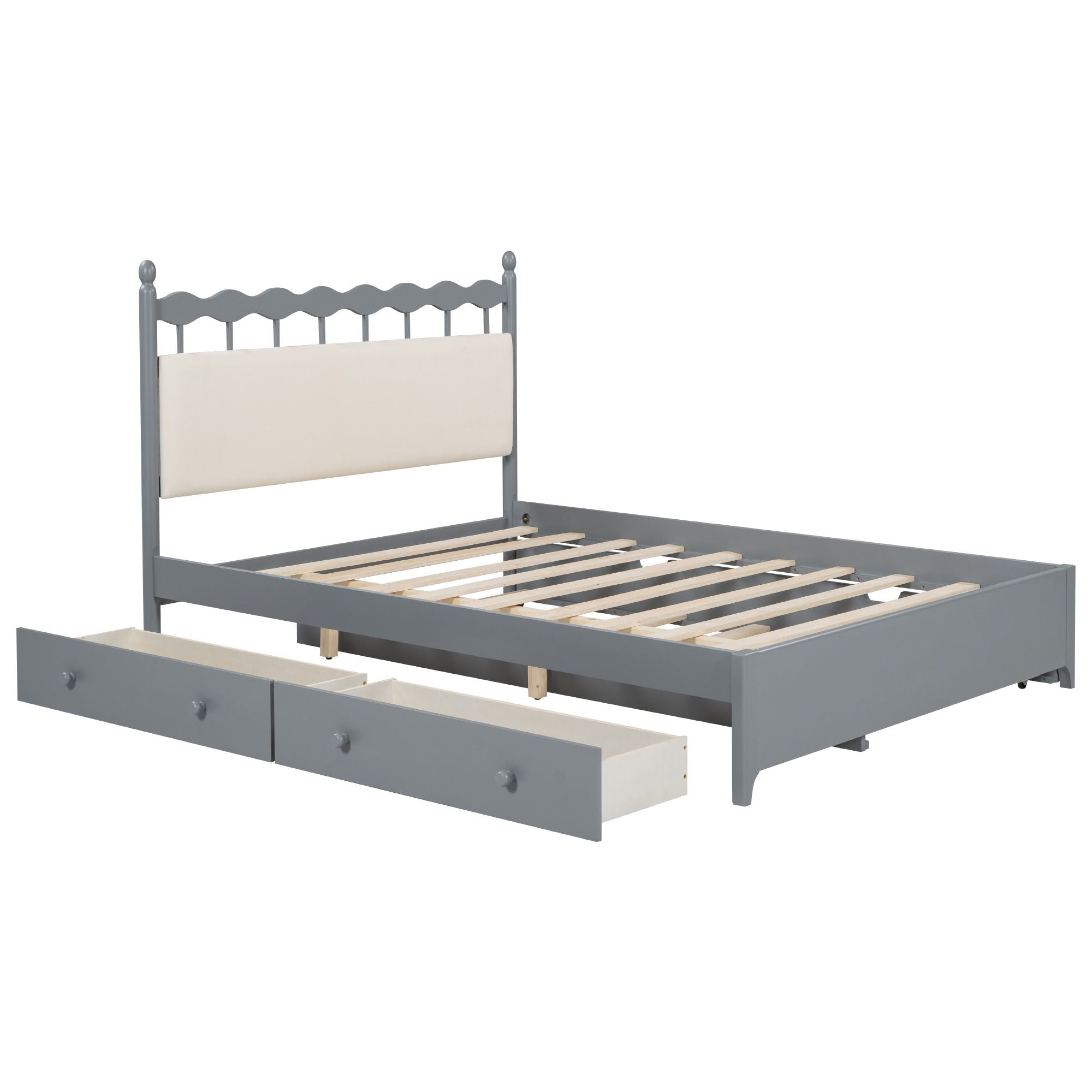 Storage Platform Bed With 2 Big Drawers & Trundle