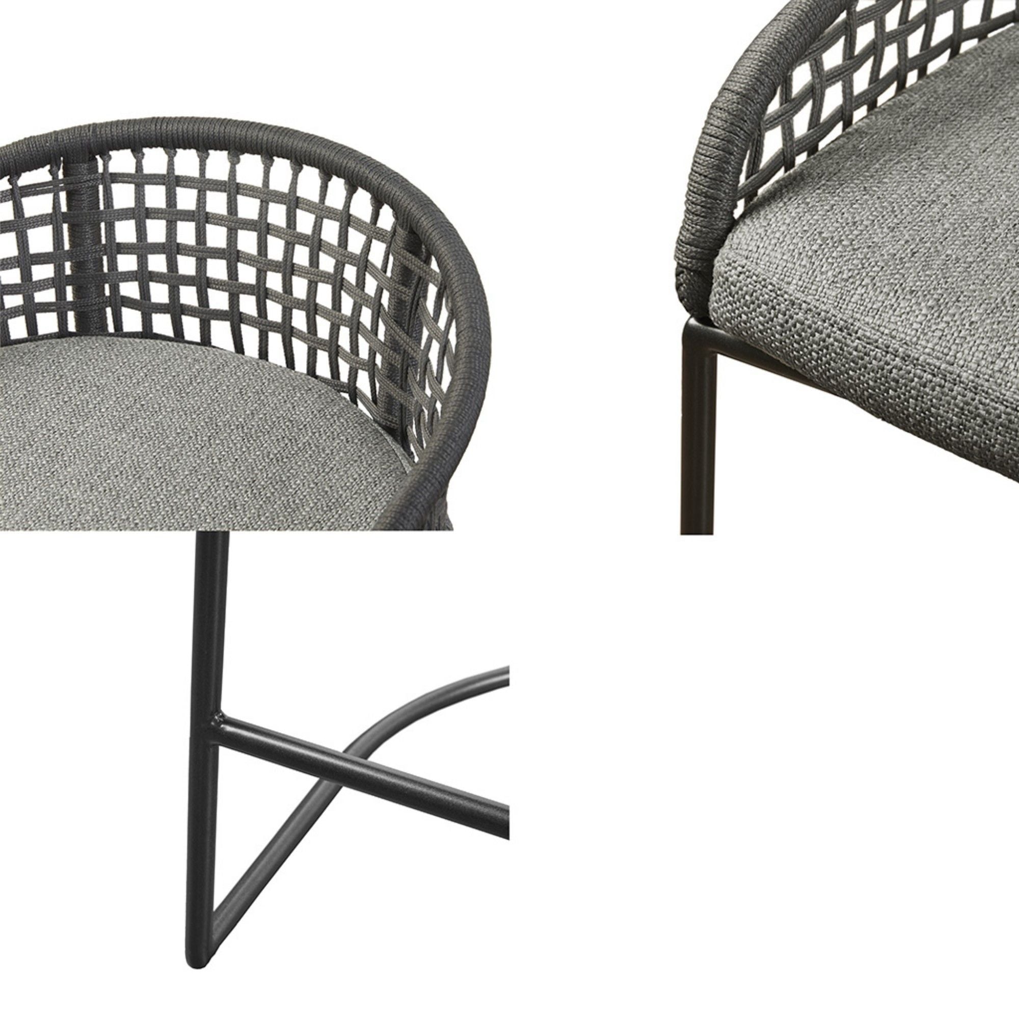 Coastal Woven Counter Stool With Upholstered Seat