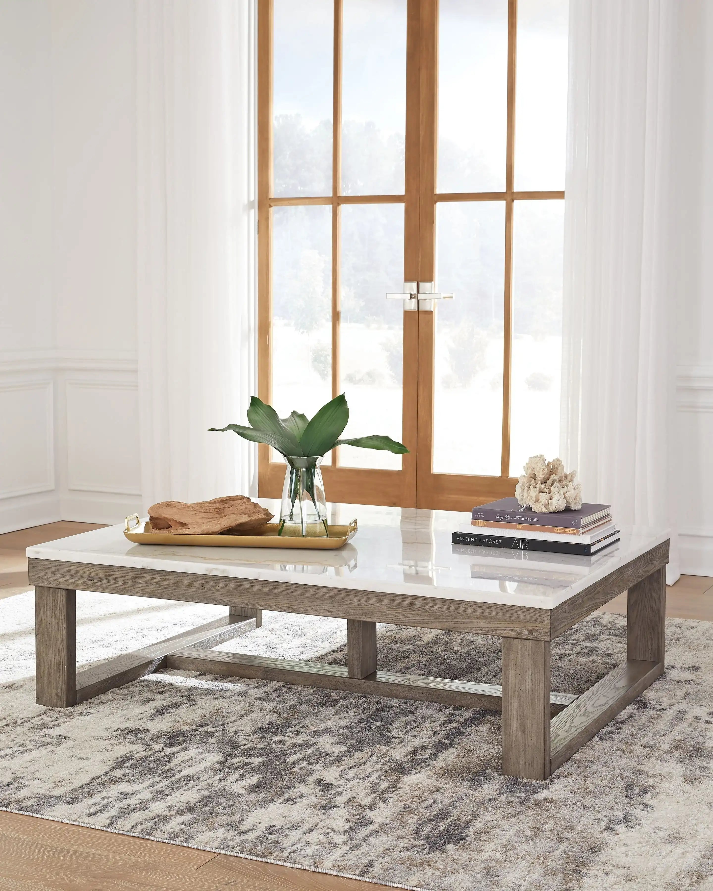 Loyaska - Brown / Ivory - Rectangular Cocktail Table