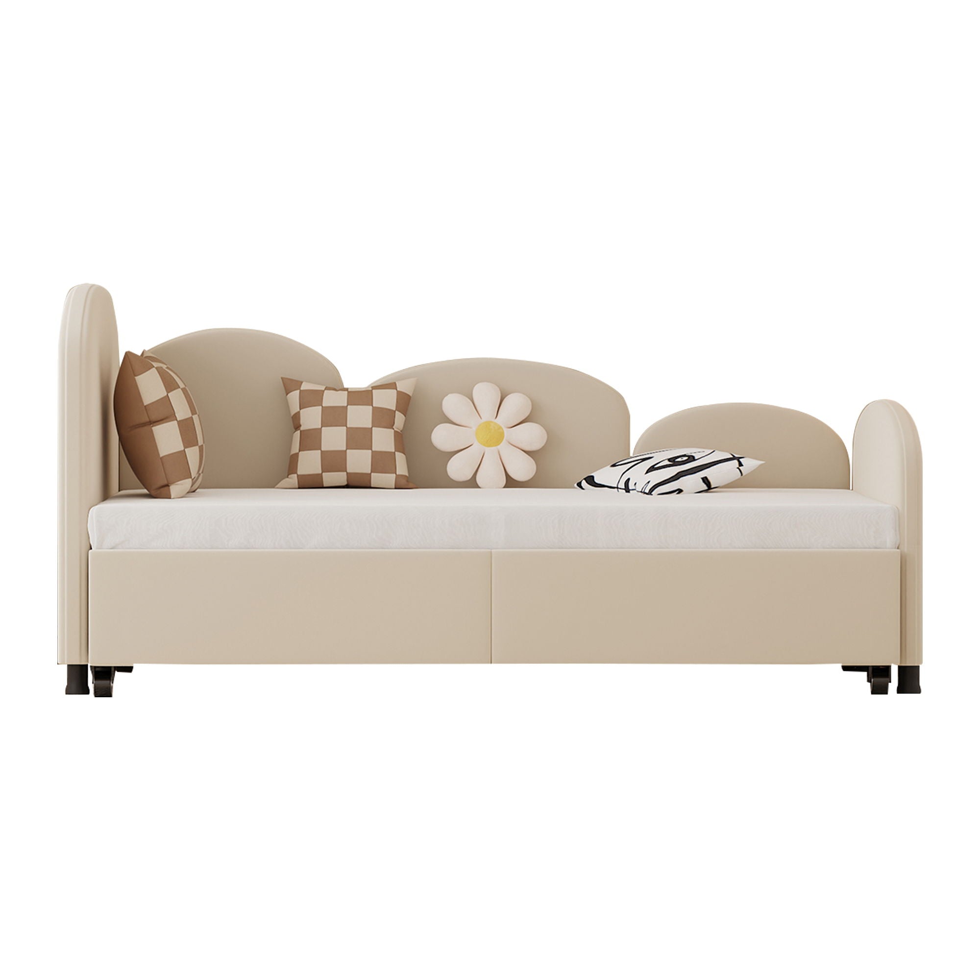 Modern Velvet Upholstered Daybed With Additional Bed Frame