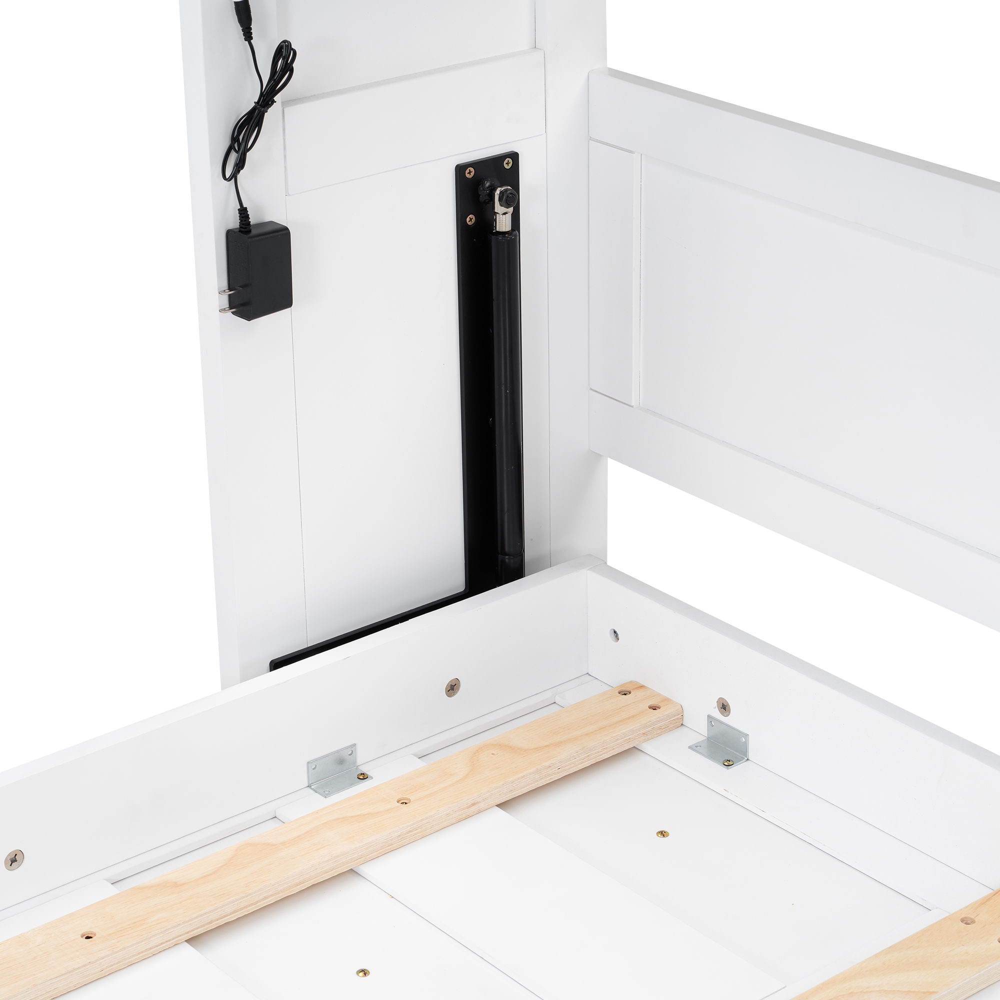 Murphy Bed With LED Light, Foldable Wall Bed Cabinet