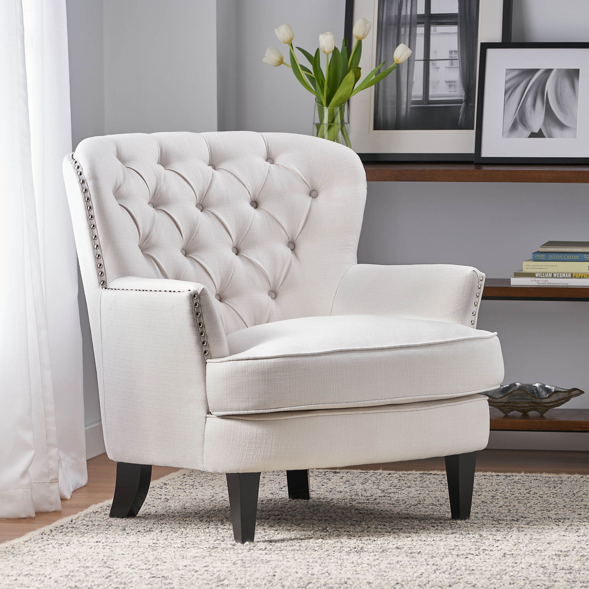 Accent Reading Chair For Living Room Bedroom - Ivory