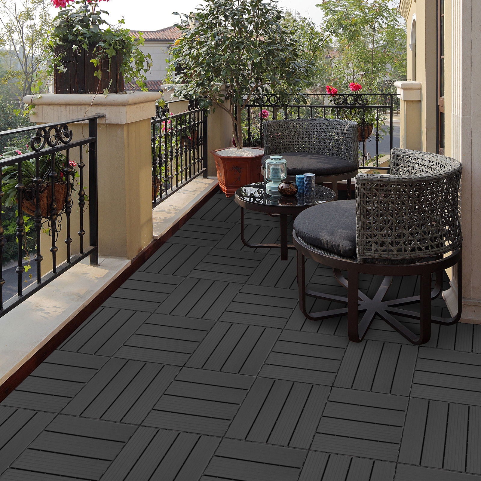 Plastic Interlocking Deck Tiles, Waterproof All Weather Use