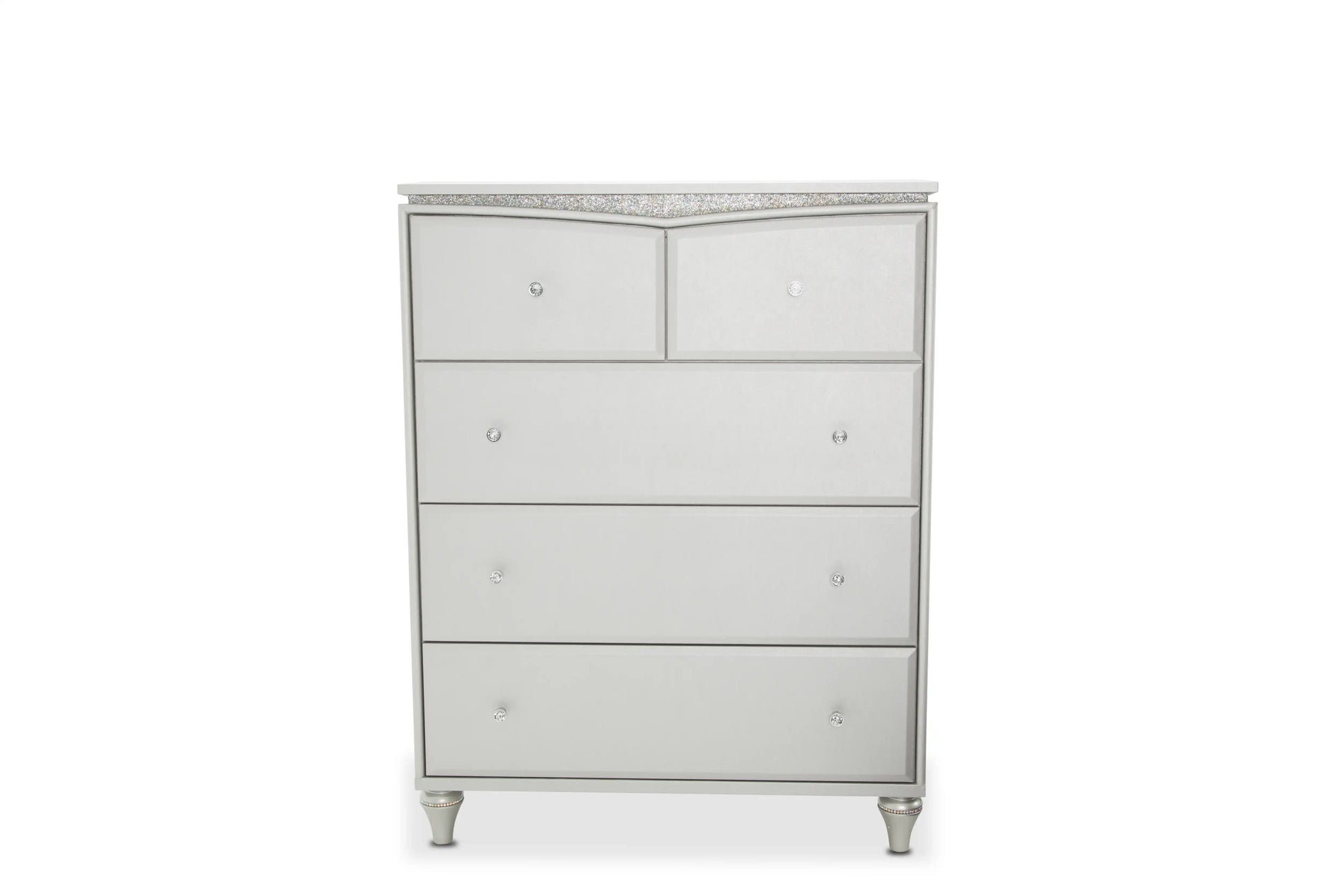Melrose Plaza - Upholstered 5-Drawer Chest - Dove - Best Buy Furniture