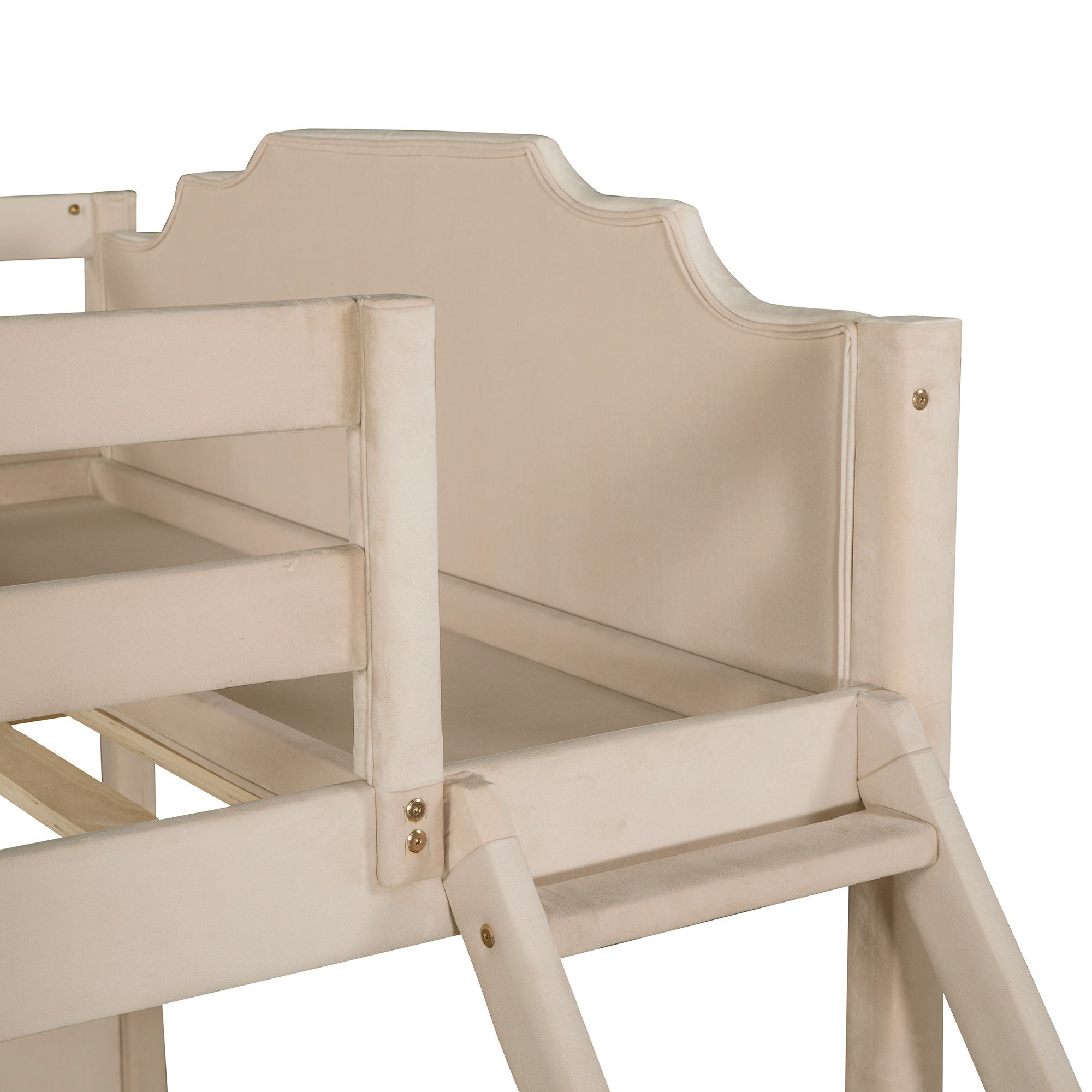Bunk Bed, Triple Bed With Drawers And Guardrails