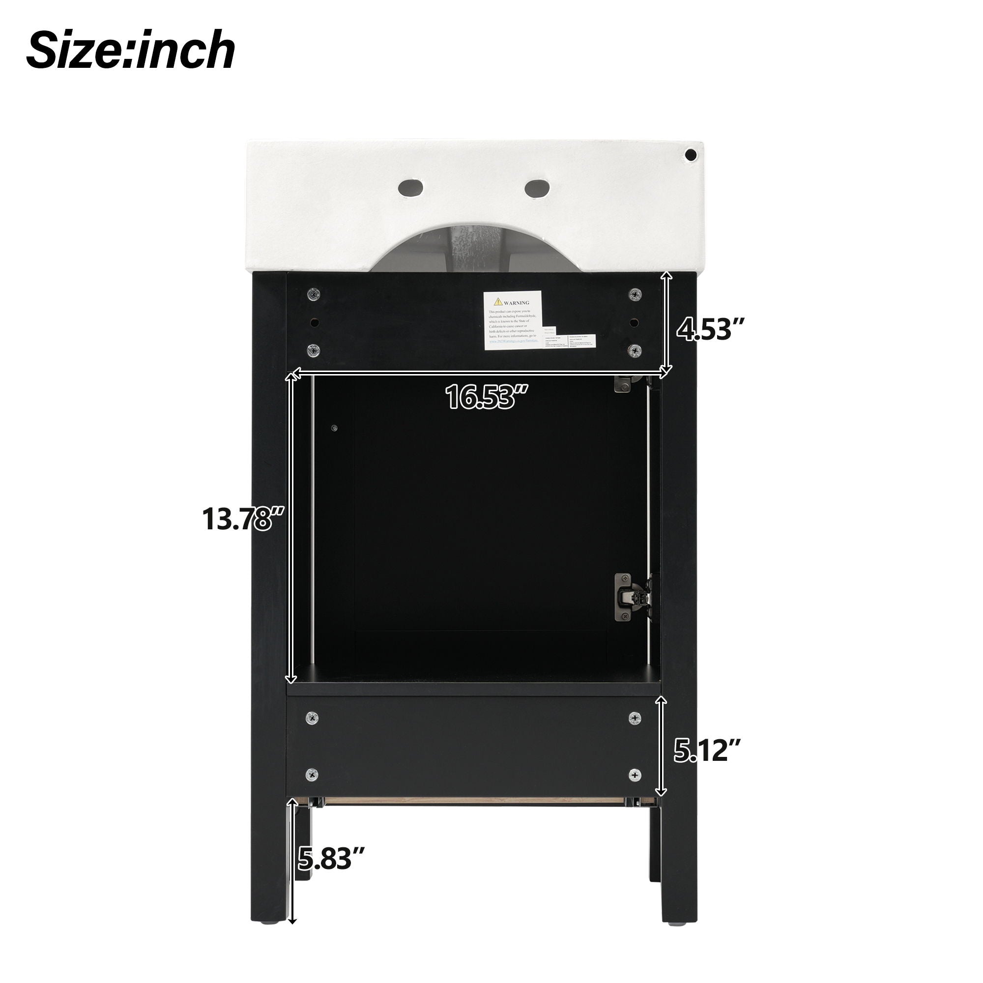 Bathroom Vanity With Sink, Frame And Drawer - Black