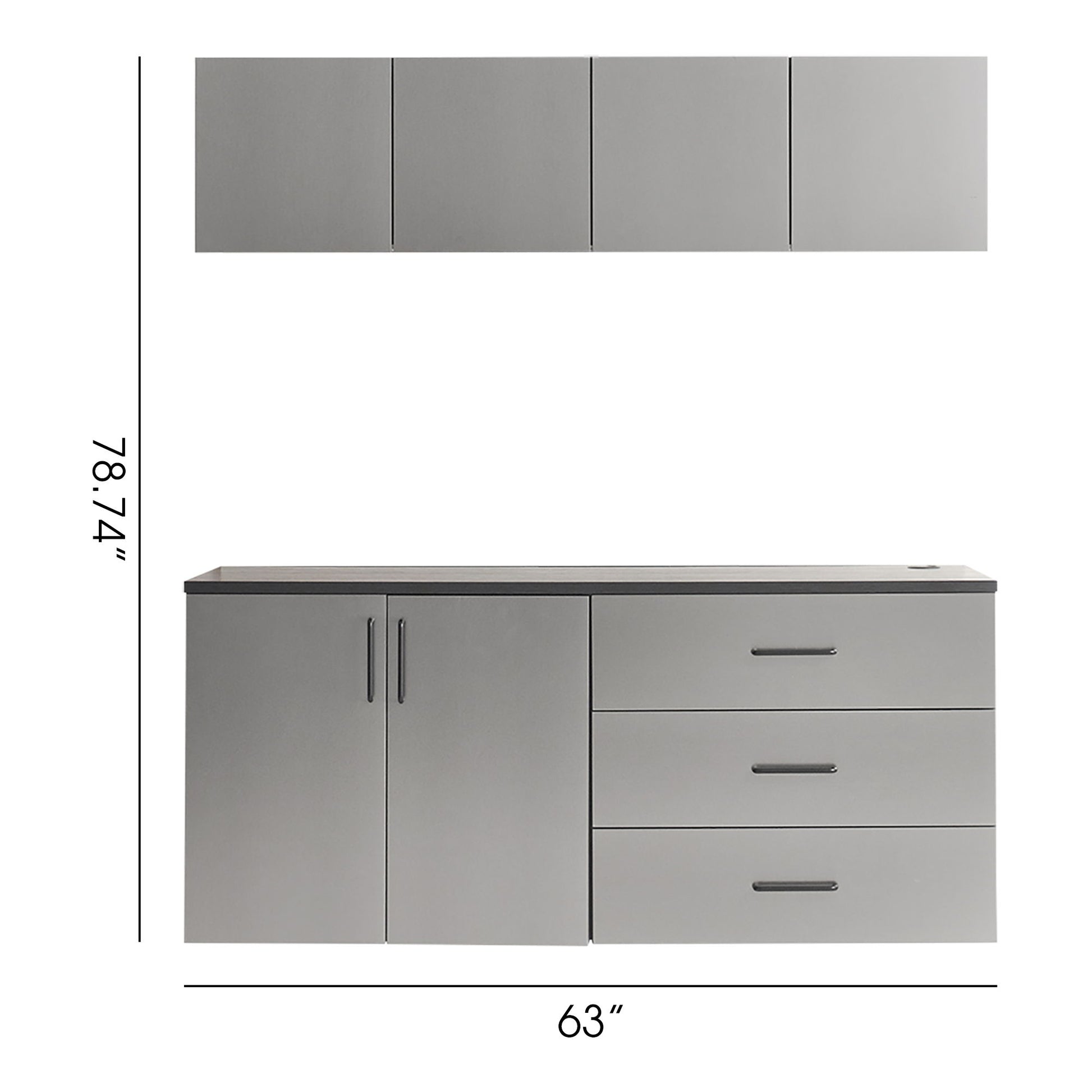 Astro Series - Garage Cabinet Set C With Soft Closing Drawers - Metallic Gray - Best Buy Furniture