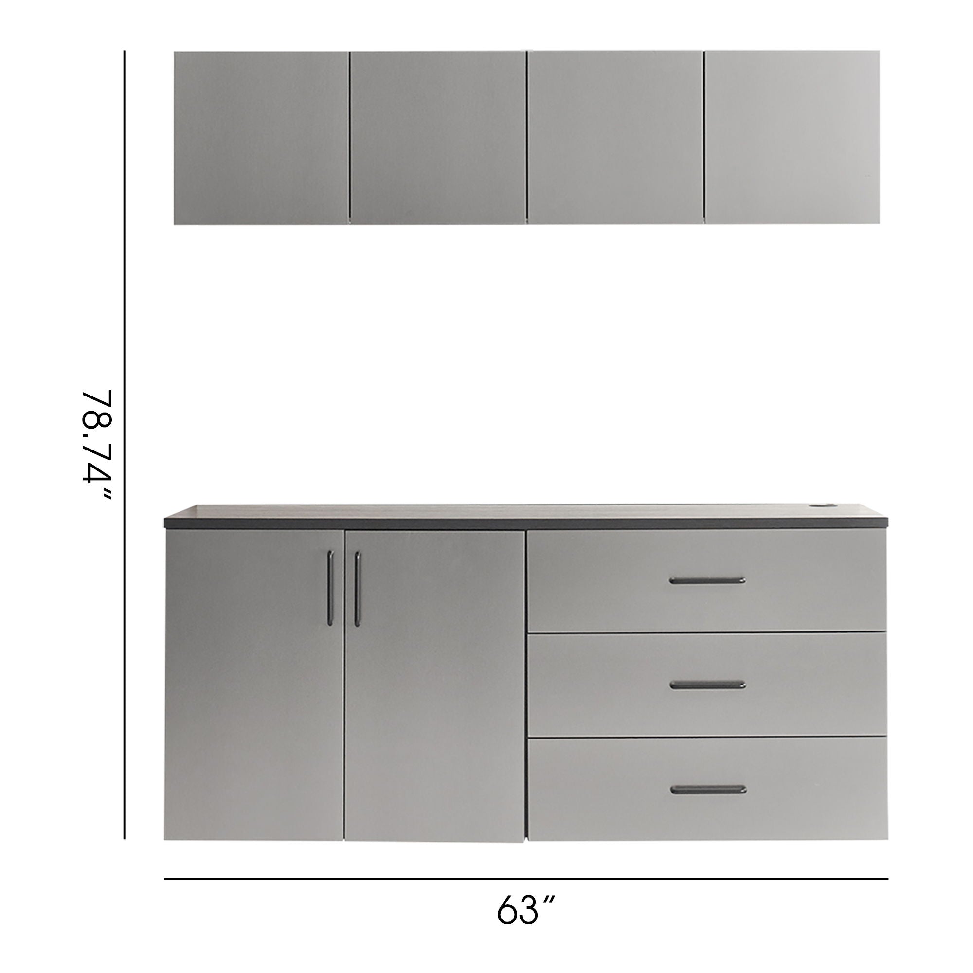 Astro Series - Garage Cabinet Set C With Soft Closing Drawers - Metallic Gray - Best Buy Furniture