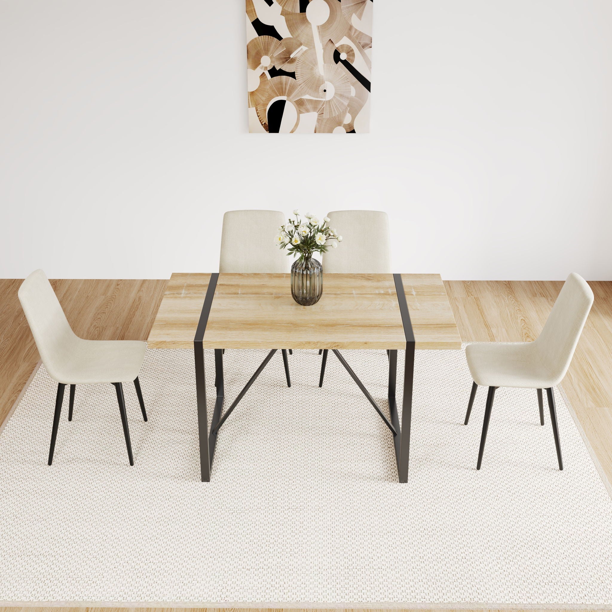 Modern Upholstered Dining Chairs With Cushion Seat And Sturdy Legs (Set of 4)
