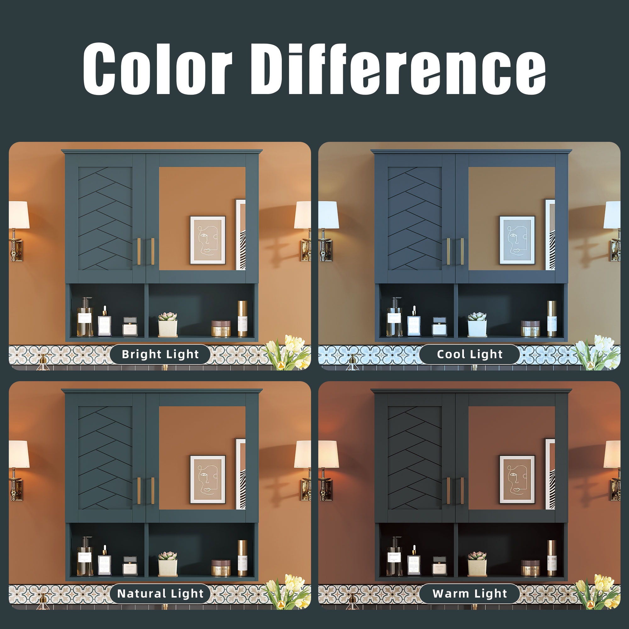 2 In 1 Wall-Mounted Mirror Cabinet With Adjustable Shelves, Soft-Close Doors, High-Definition Mirror & Storage