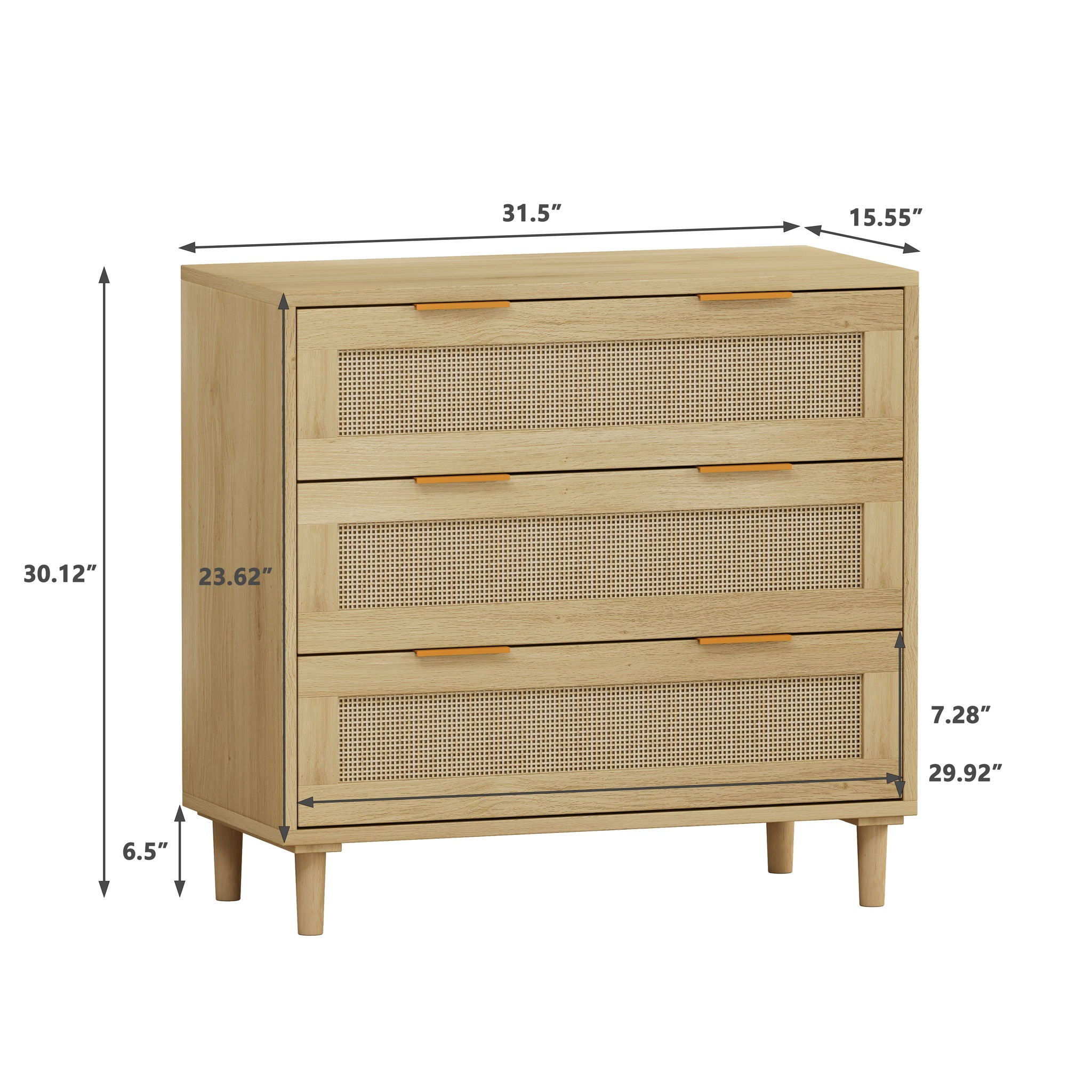3 Drawers Rattan Storage Cabinet Rattan Drawer, For Bedroom, Living Room, Dining Room, Hallways (Set of 2) - Oak - Best Buy Furniture