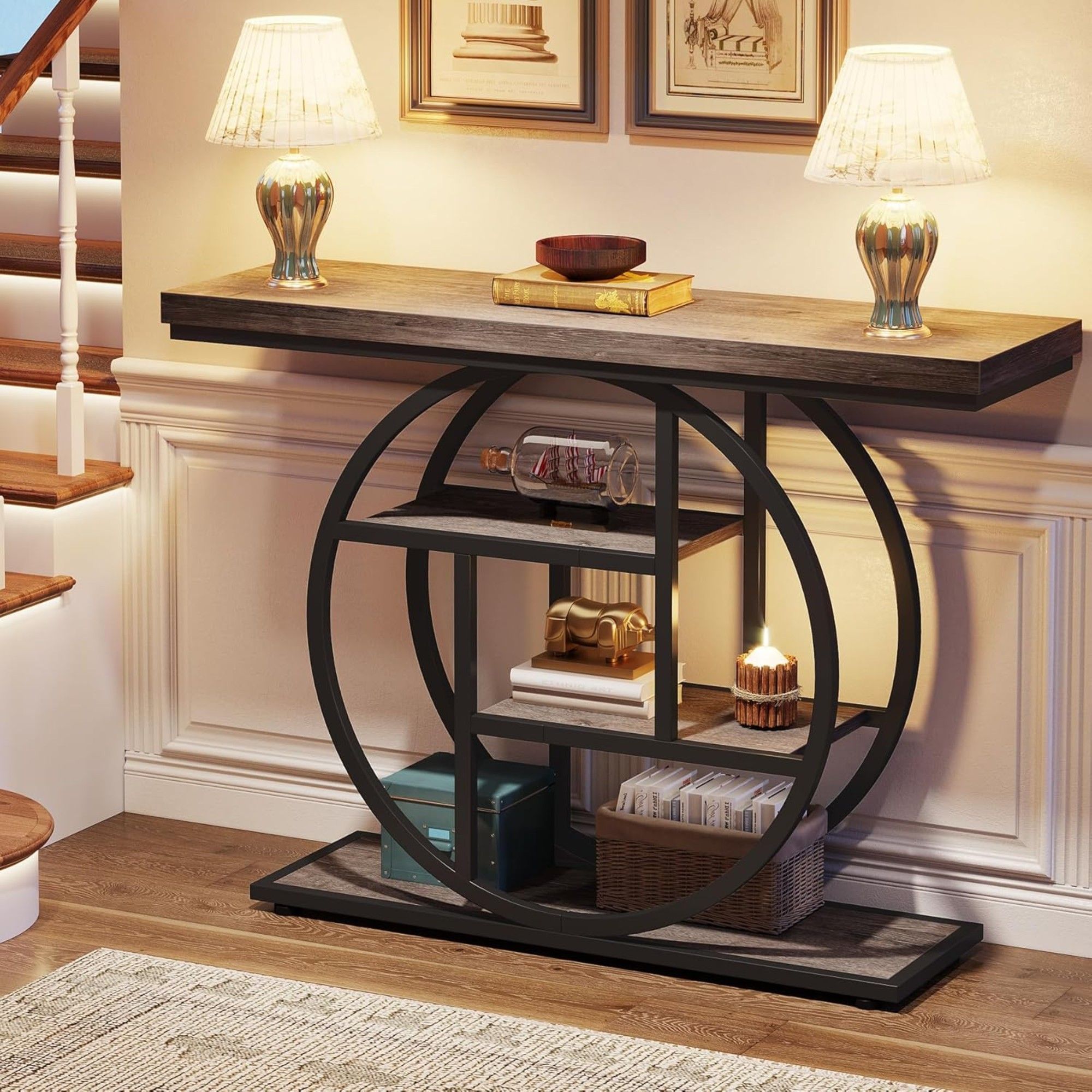 Console Table With 4 Tier Design For Living Hallway
