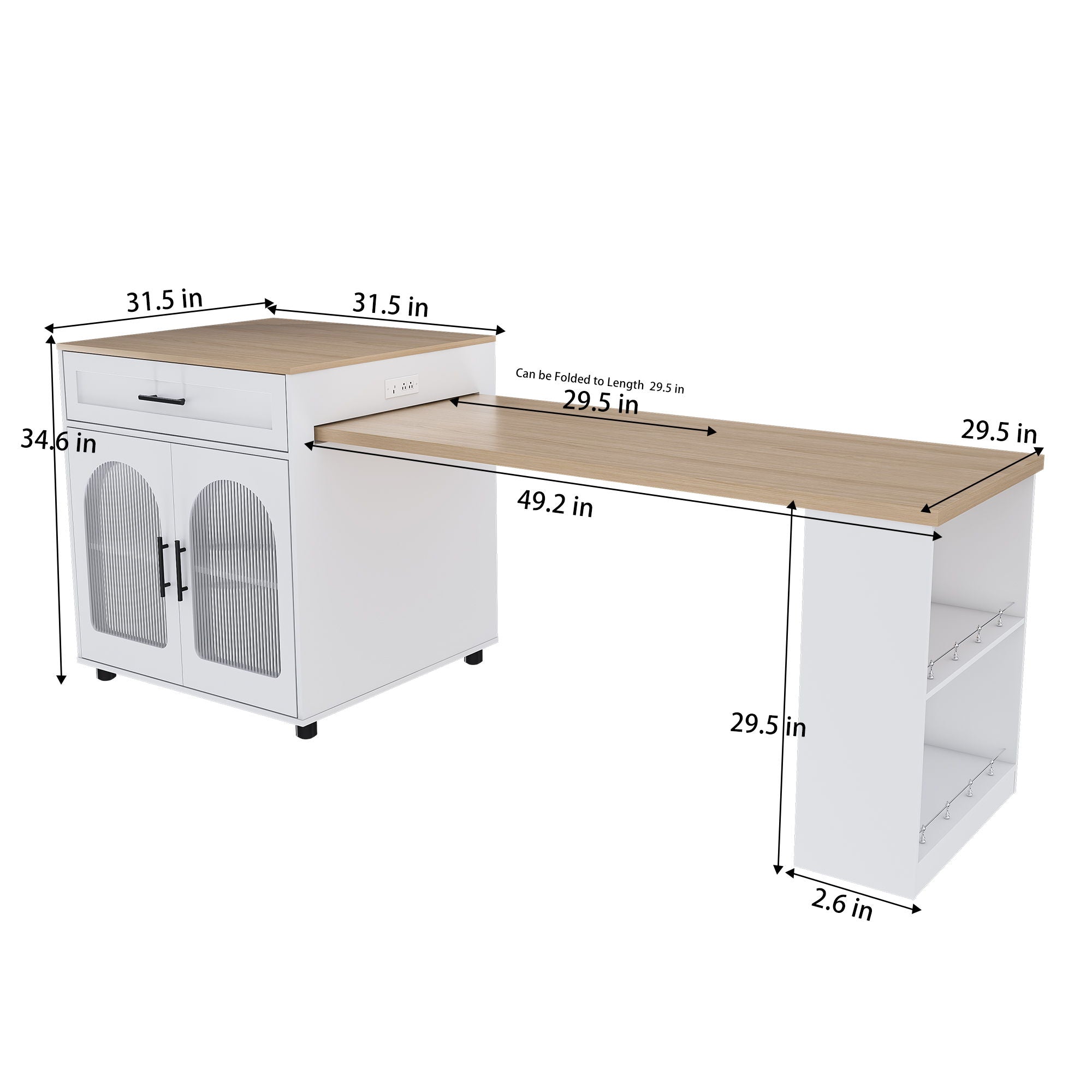 Expandable Kitchen Island With Power Outlet