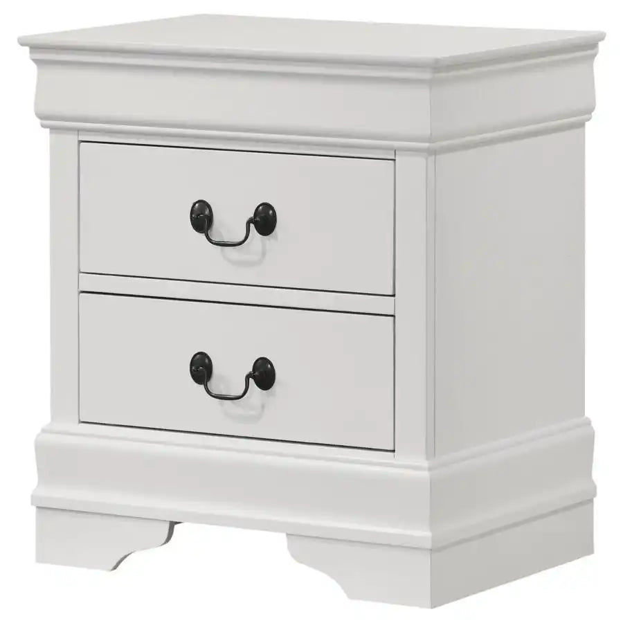 Louis Philippe - 2-Drawer Nightstand Bedside Table - White - Best Buy Furniture