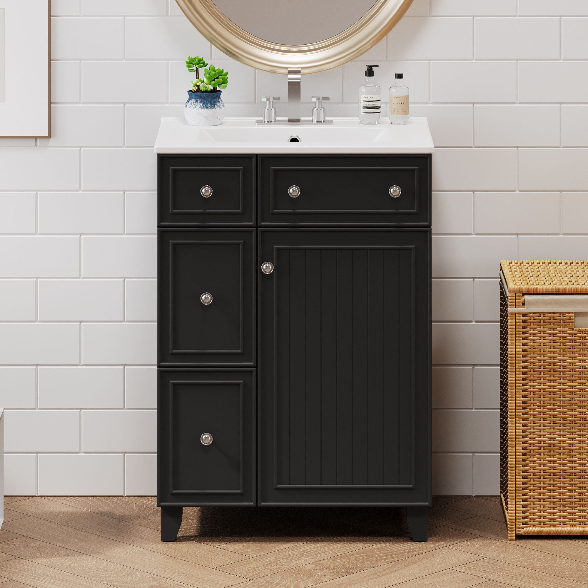 Bathroom Vanity Cabinet With Sink - Black