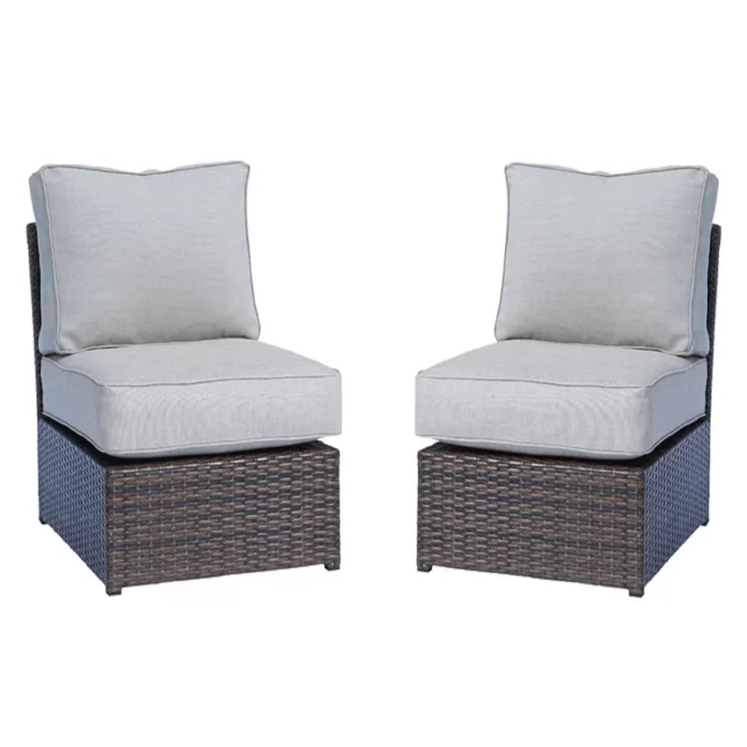 2 Person Seating Set With Cushions - Brown / Gray