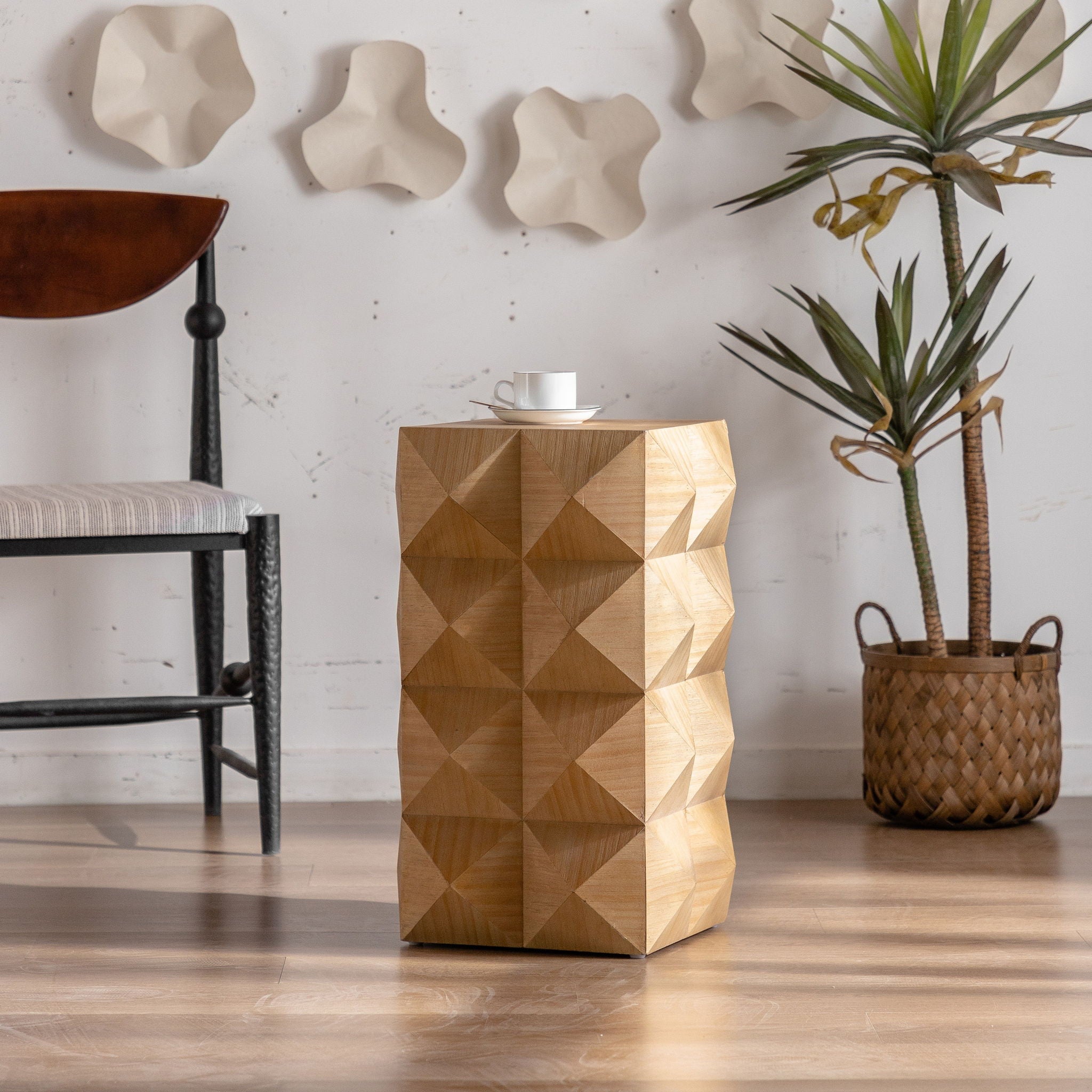 Side Table With 3D Embossed Pattern Design
