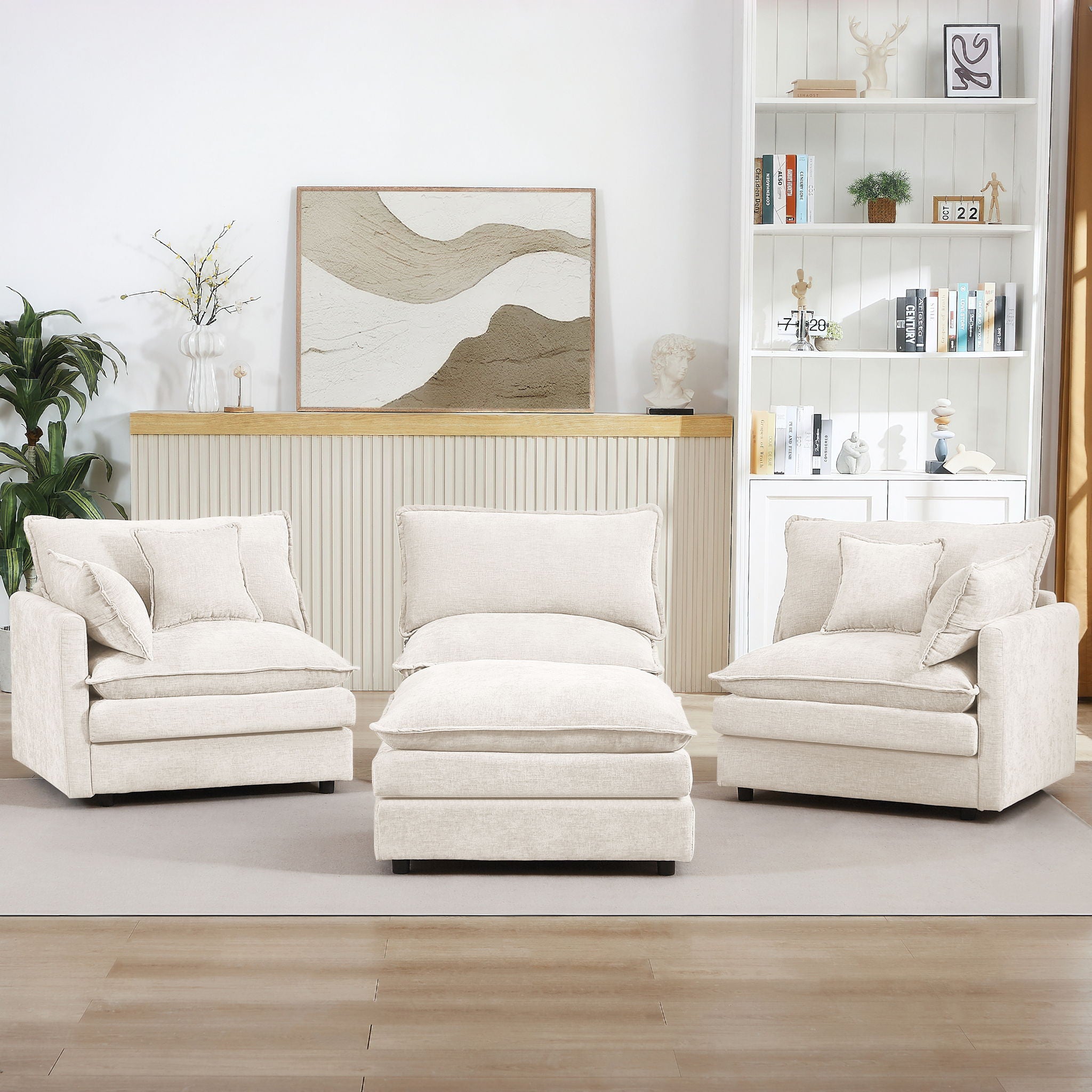 Modular L-Shaped Sectional Sofa With Movable Ottoman