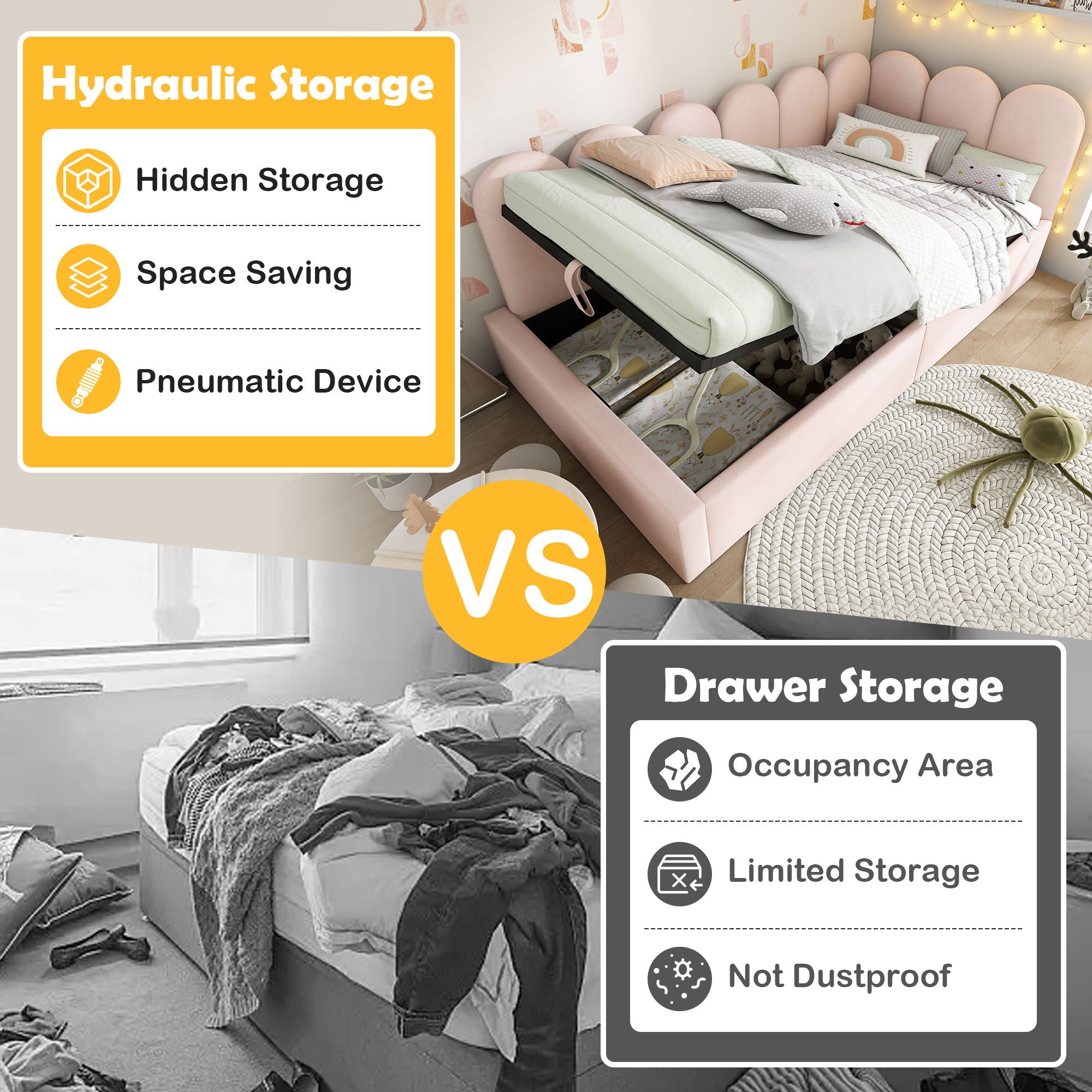 Upholstered Daybed With Metal Slatted Base