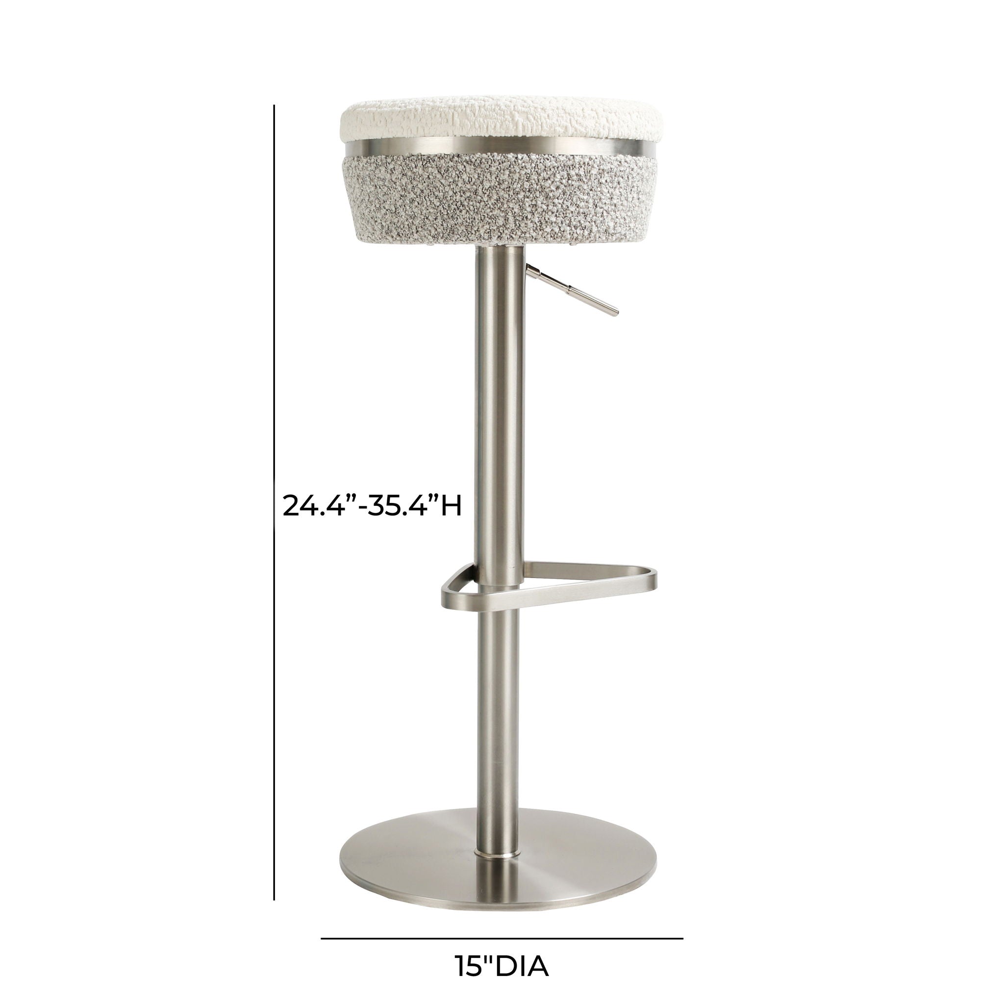 Astro - Boucle Adjustable Stool - White / Gray