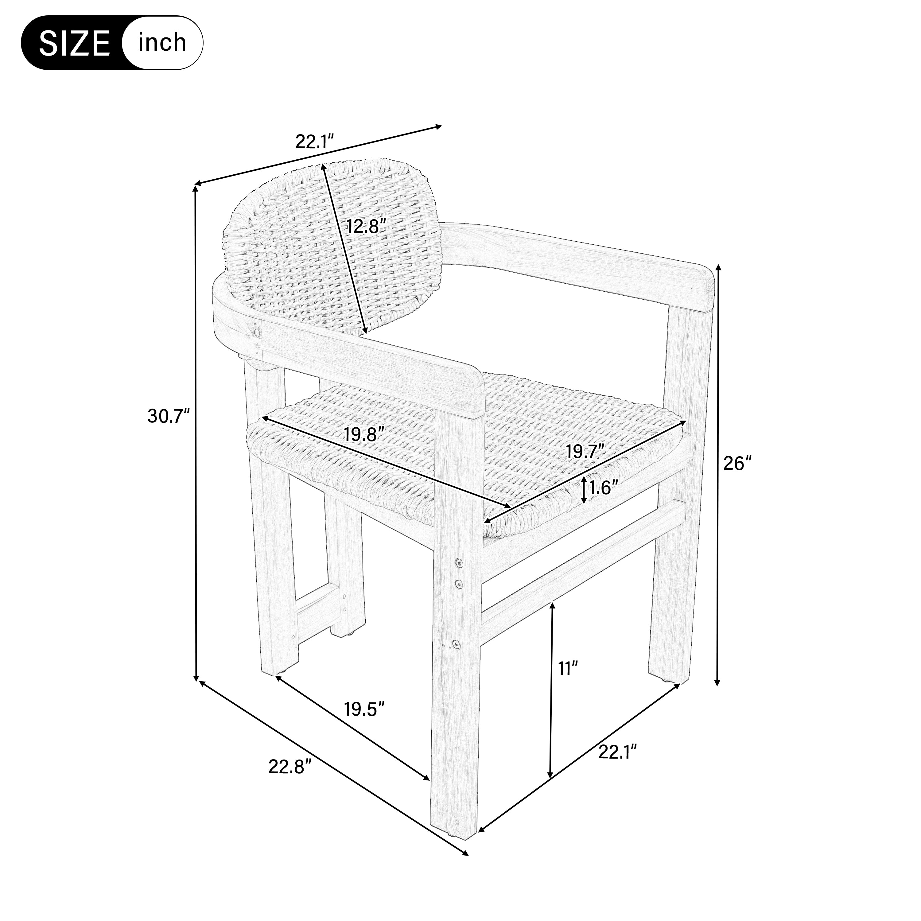 Outdoor Woven Rattan Chair Set Two Accent Chairs