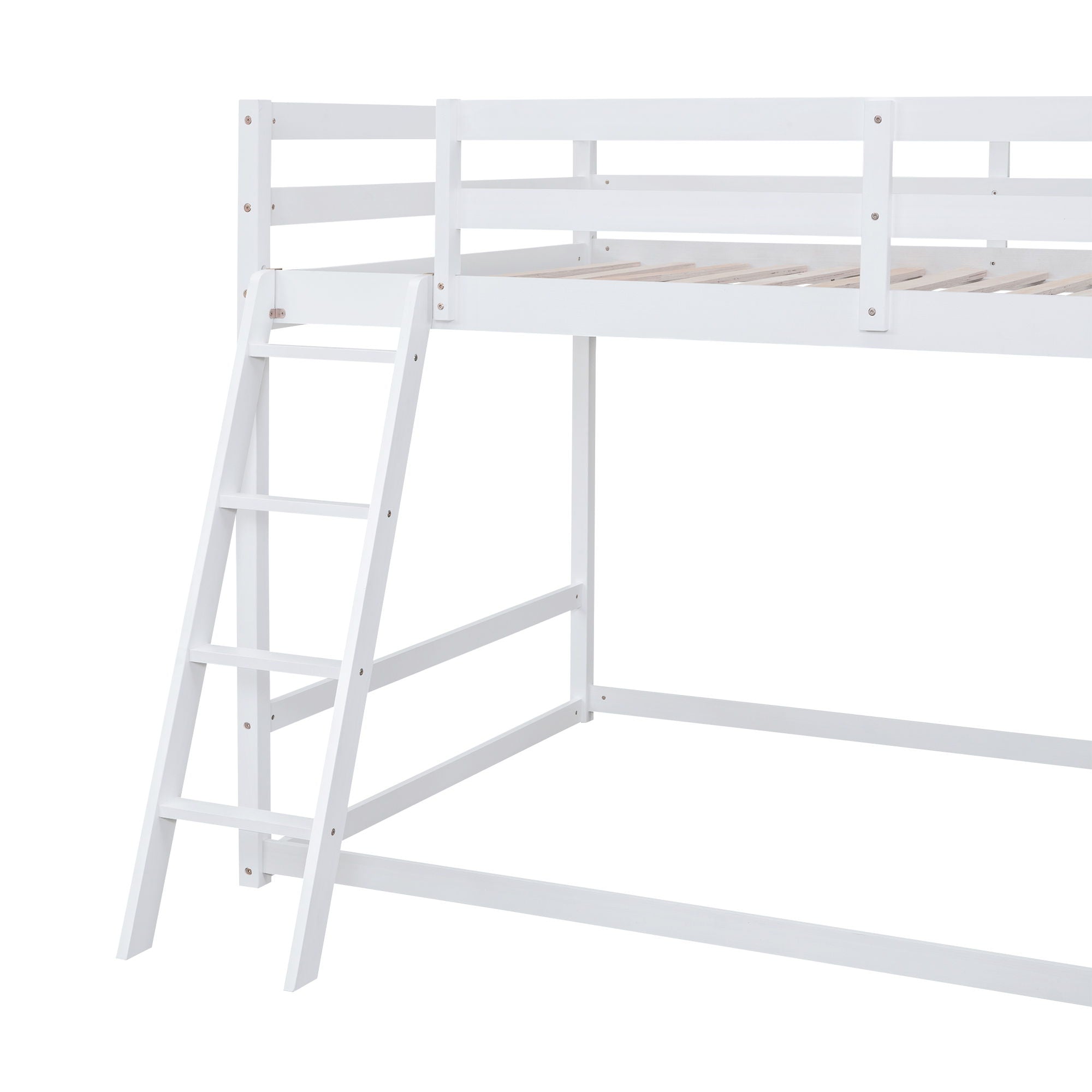 Bunk Bed With Ladder, Slide, And Shelves Pine Wood