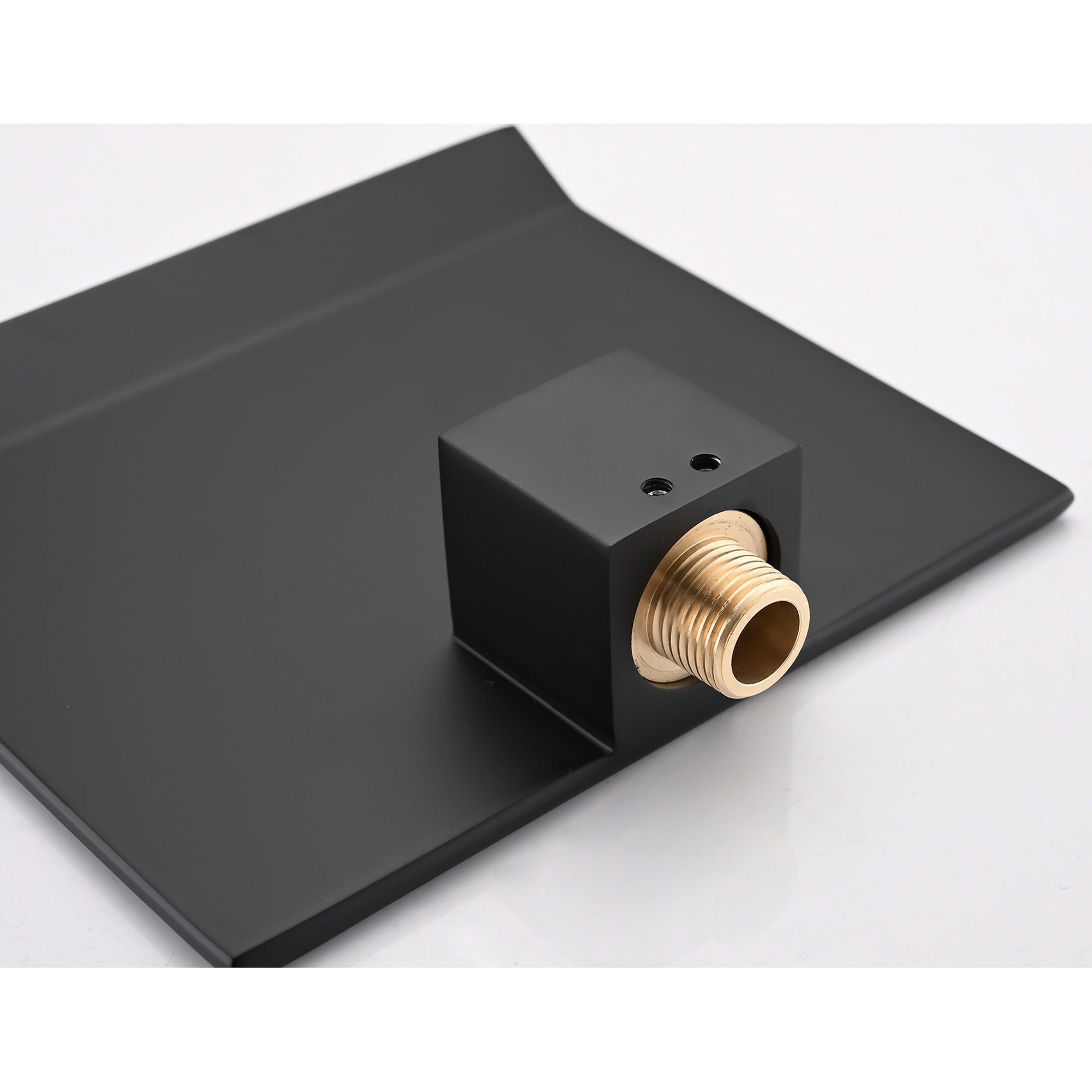 Modern Wall Mount Bathtub Faucet With Waterfall Tub Spout And Single Handle Stainless Steel - Matte Black