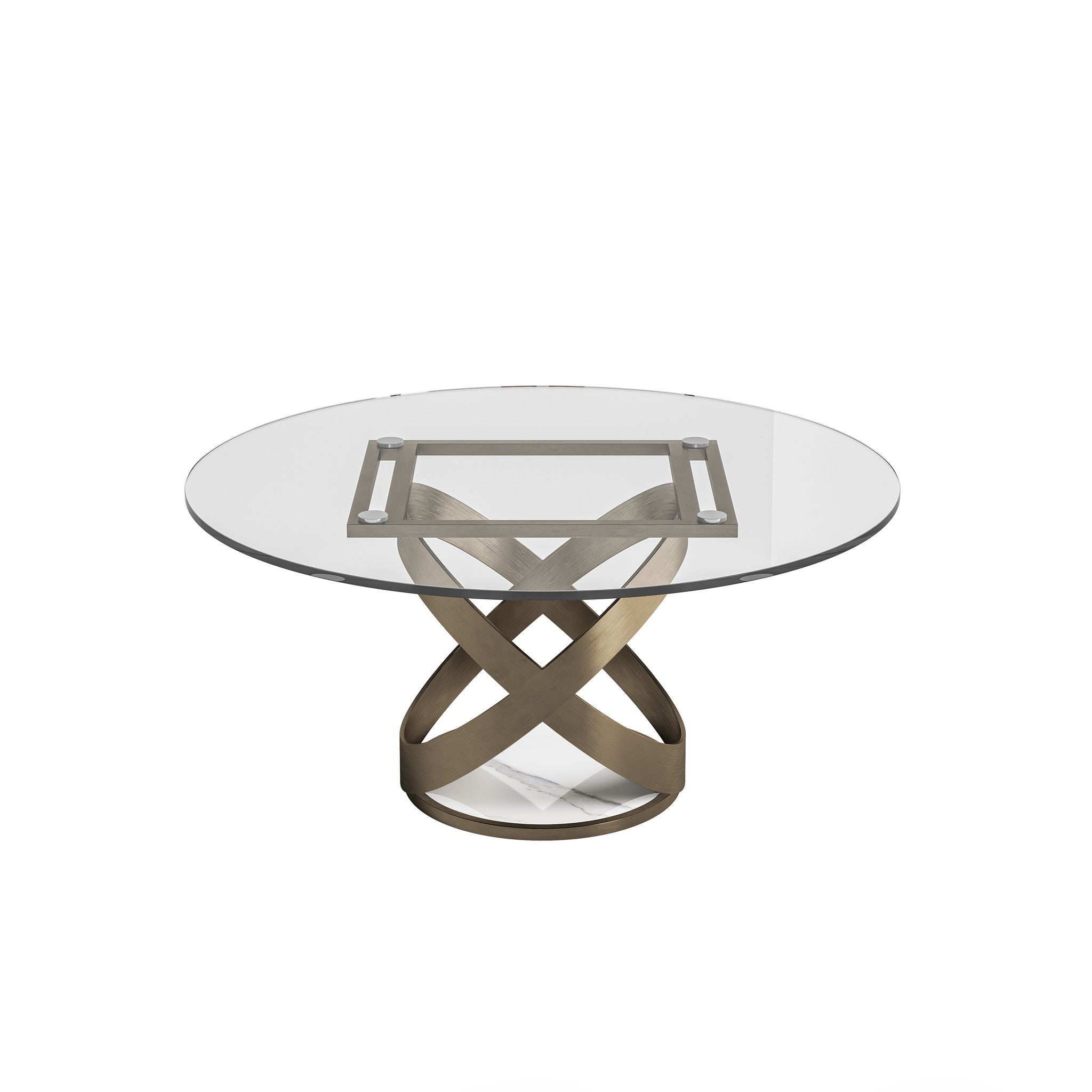 Modern Round Glass Top Dining Table With Carbon Steel Legs - White