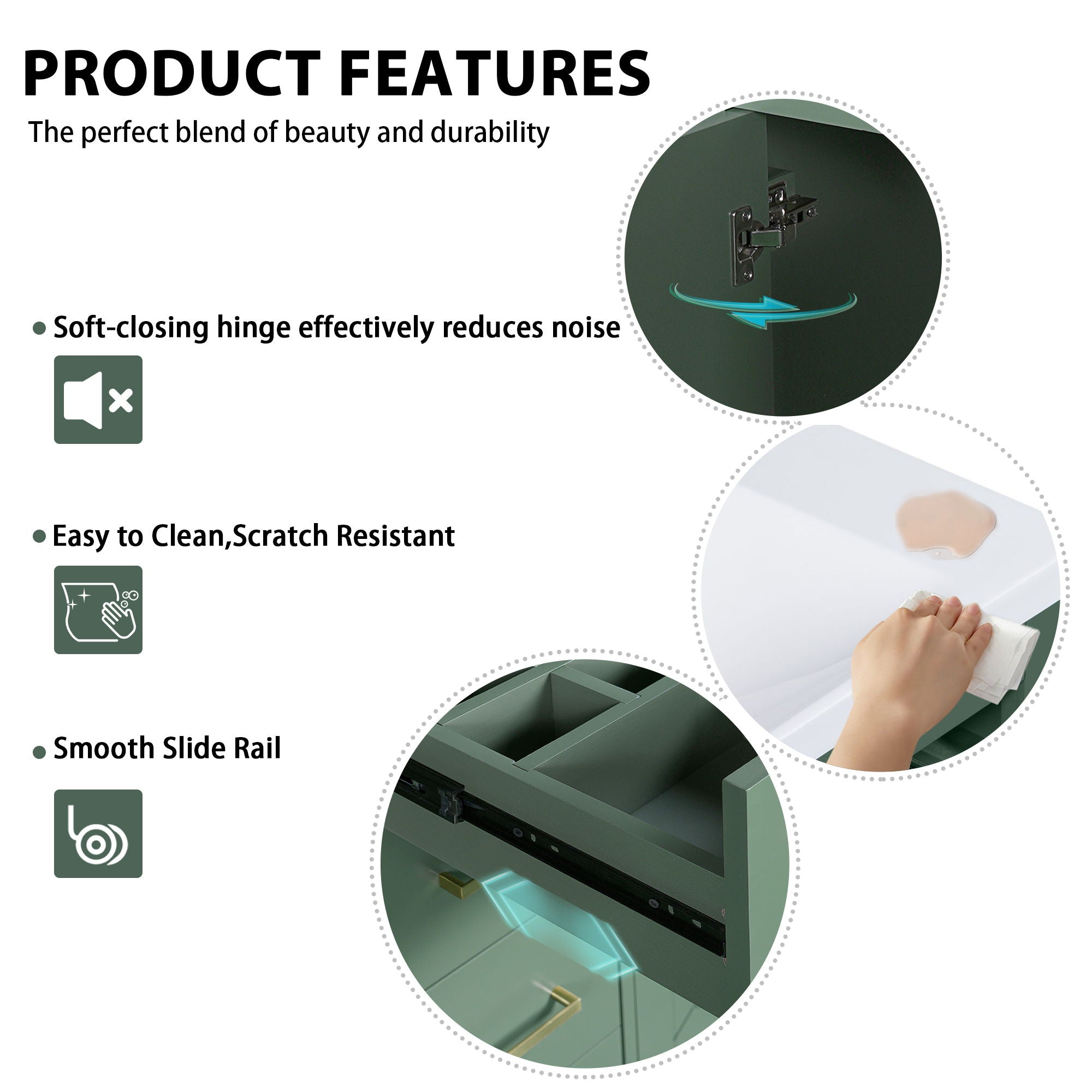 Bathroom Vanity With Sink, Storage Cabinet, Freestanding Set With 3 Drawers & Soft Closing Doors