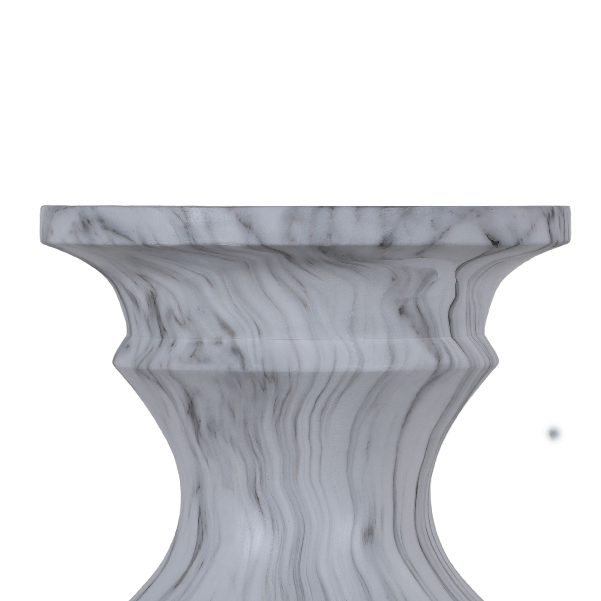 Geometric Round Outdoor End Table - Marble