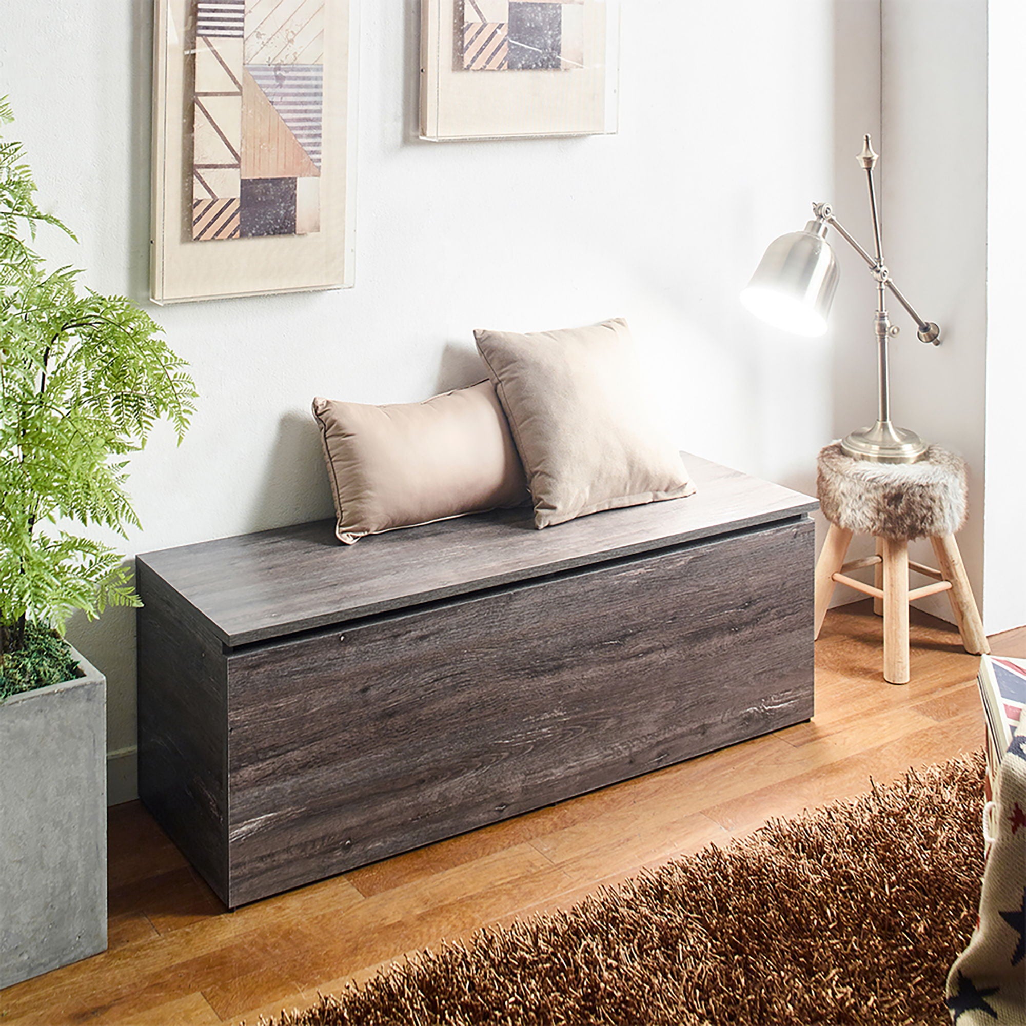 Dean - Farmhouse Storage Bench With Extra Storage 47 Inch - Gray